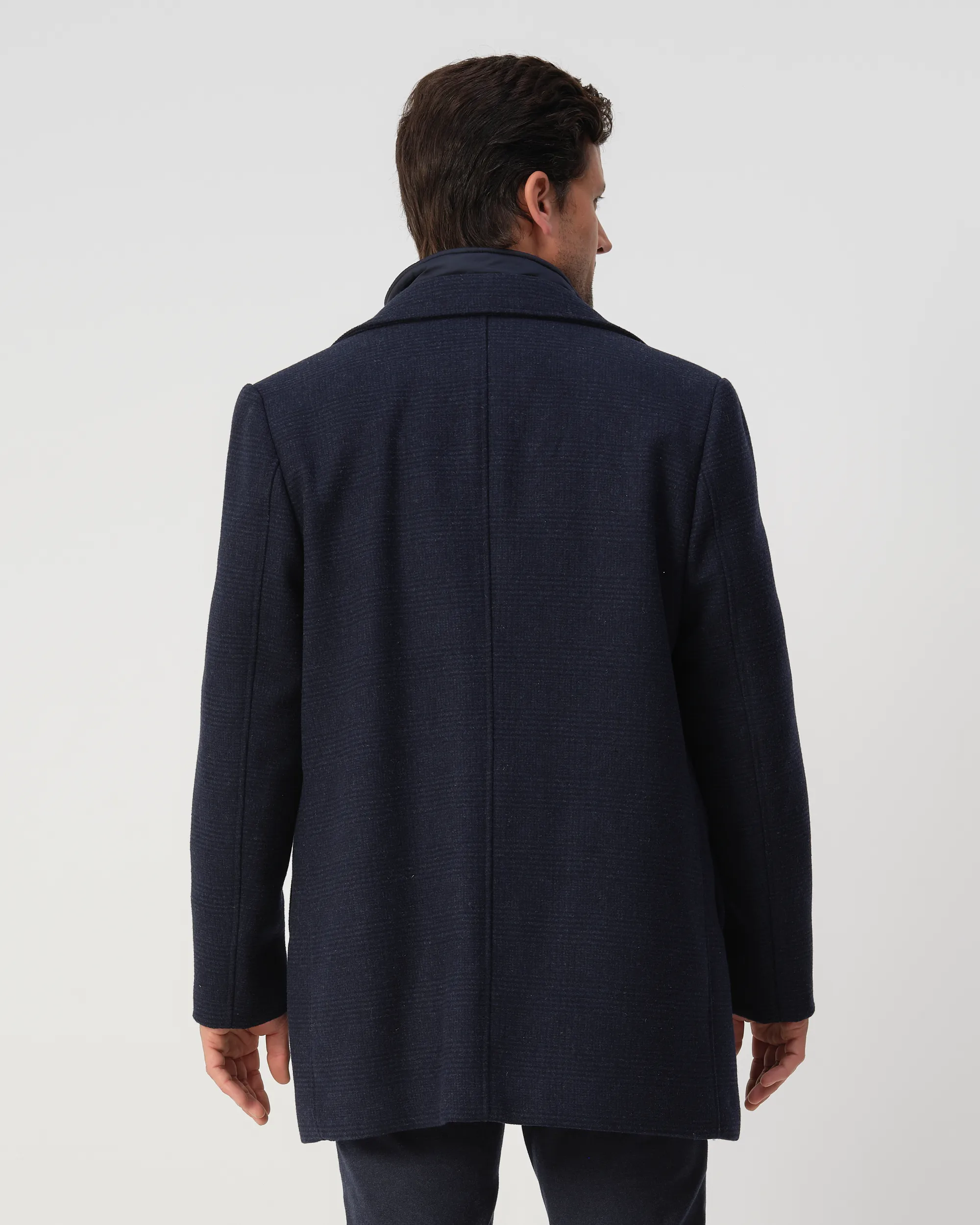 Campbell Overcoat Navy grote ruit 081417-003-L
