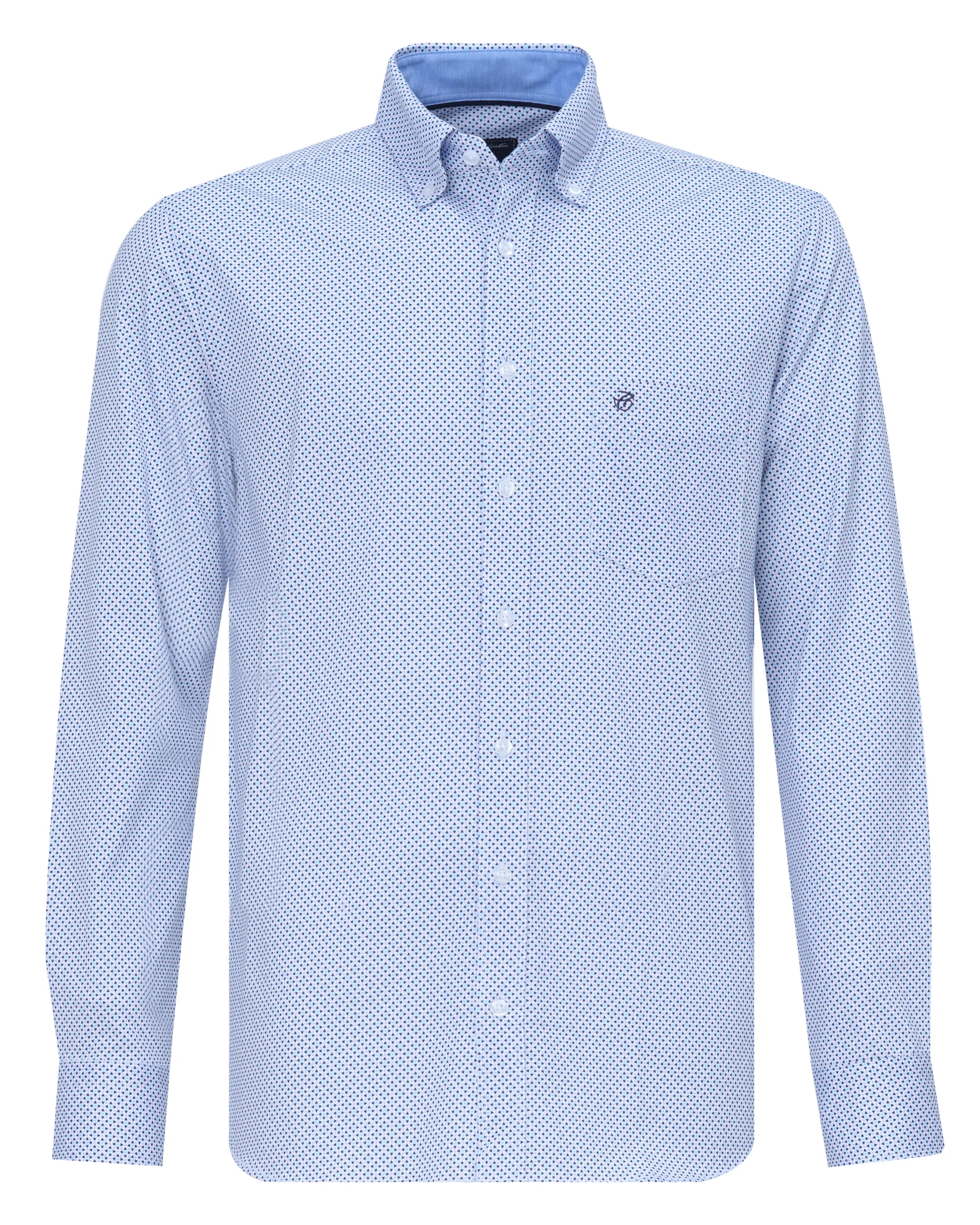 Campbell Classic Casual Overhemd LM Blauw dessin 081469-002-L