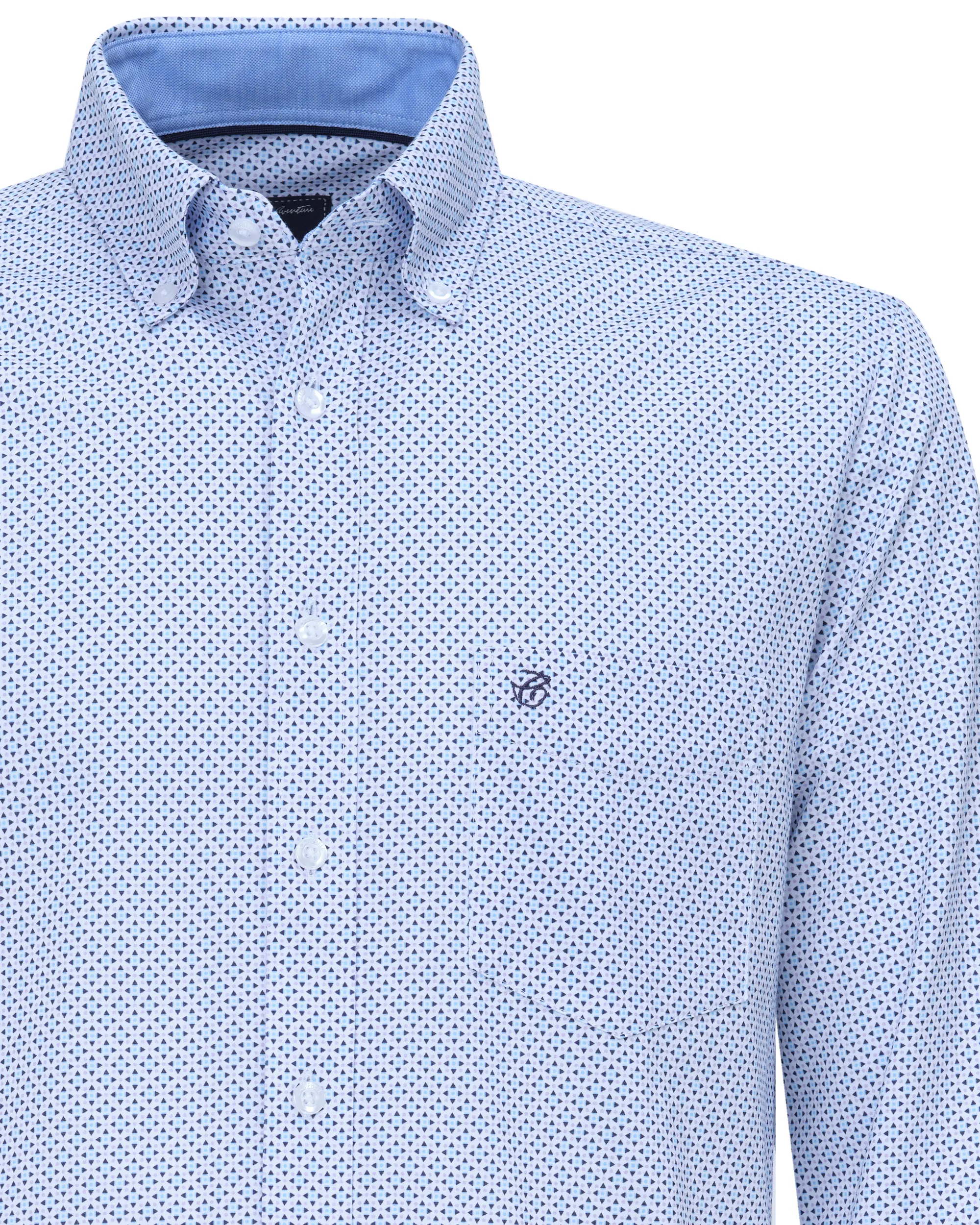 Campbell Classic Casual Overhemd LM Blauw dessin 081469-002-L