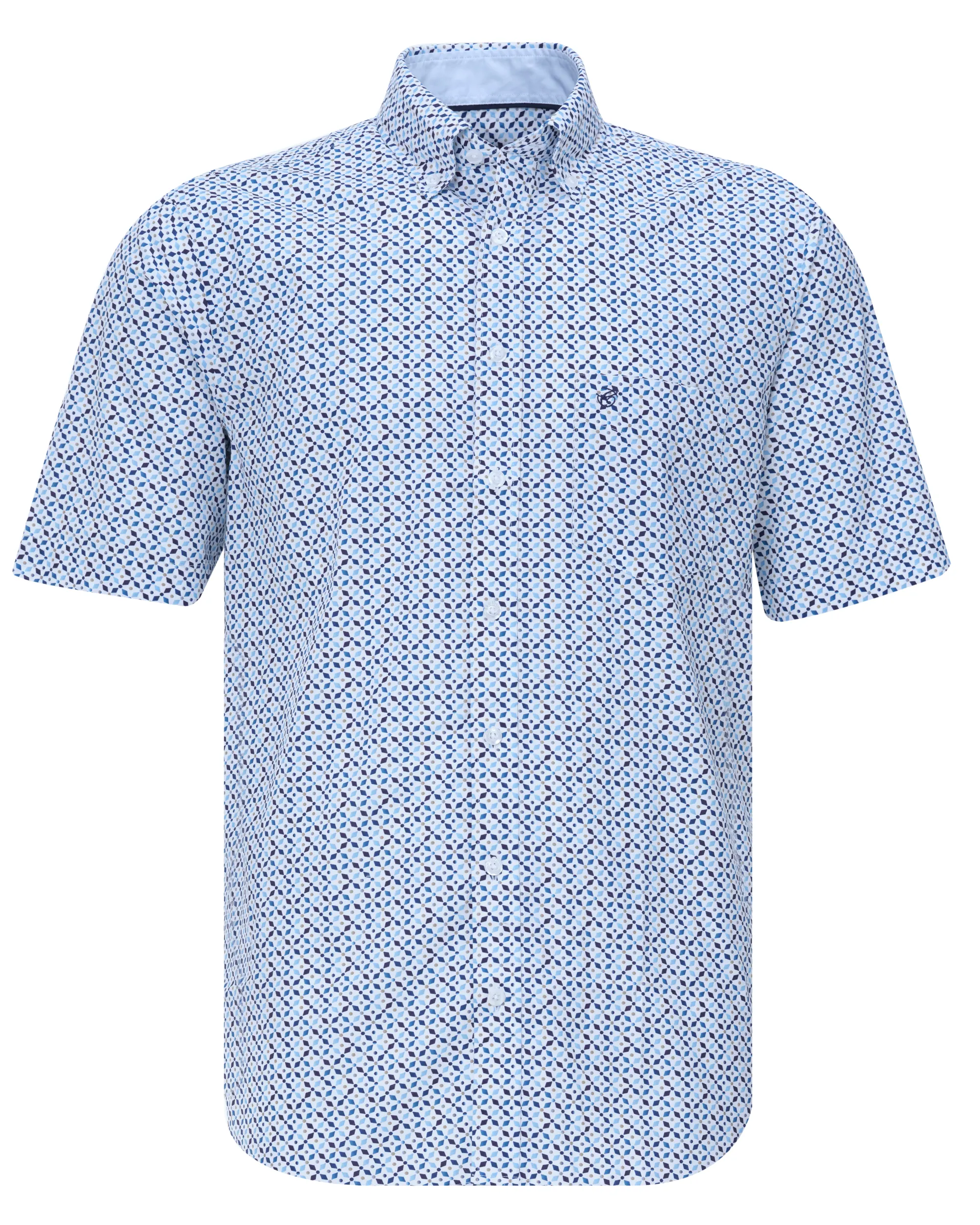 Campbell Casual Overhemd KM Navy dessin 081473-001-L