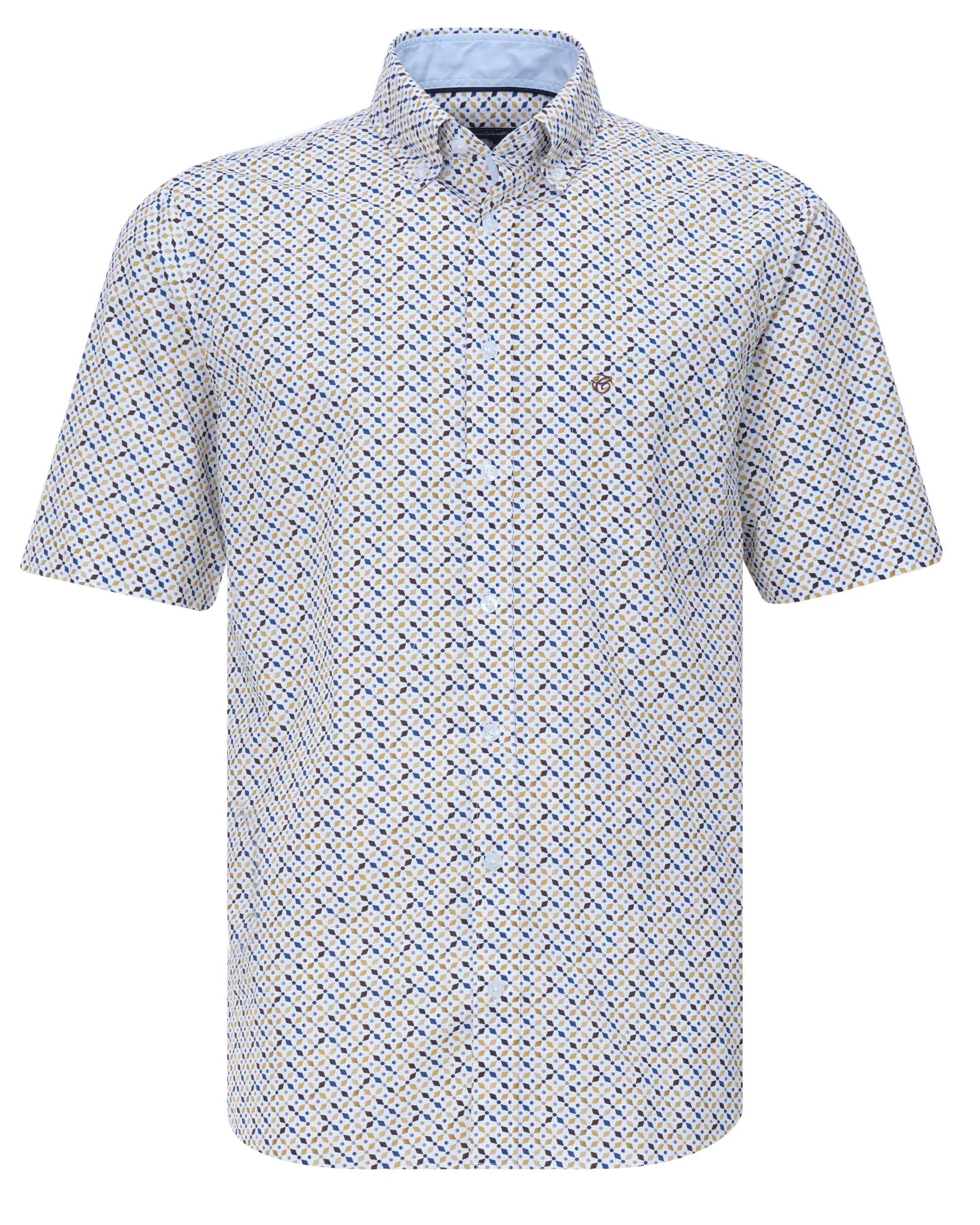 Campbell Casual Overhemd KM Beige dessin 081473-002-L