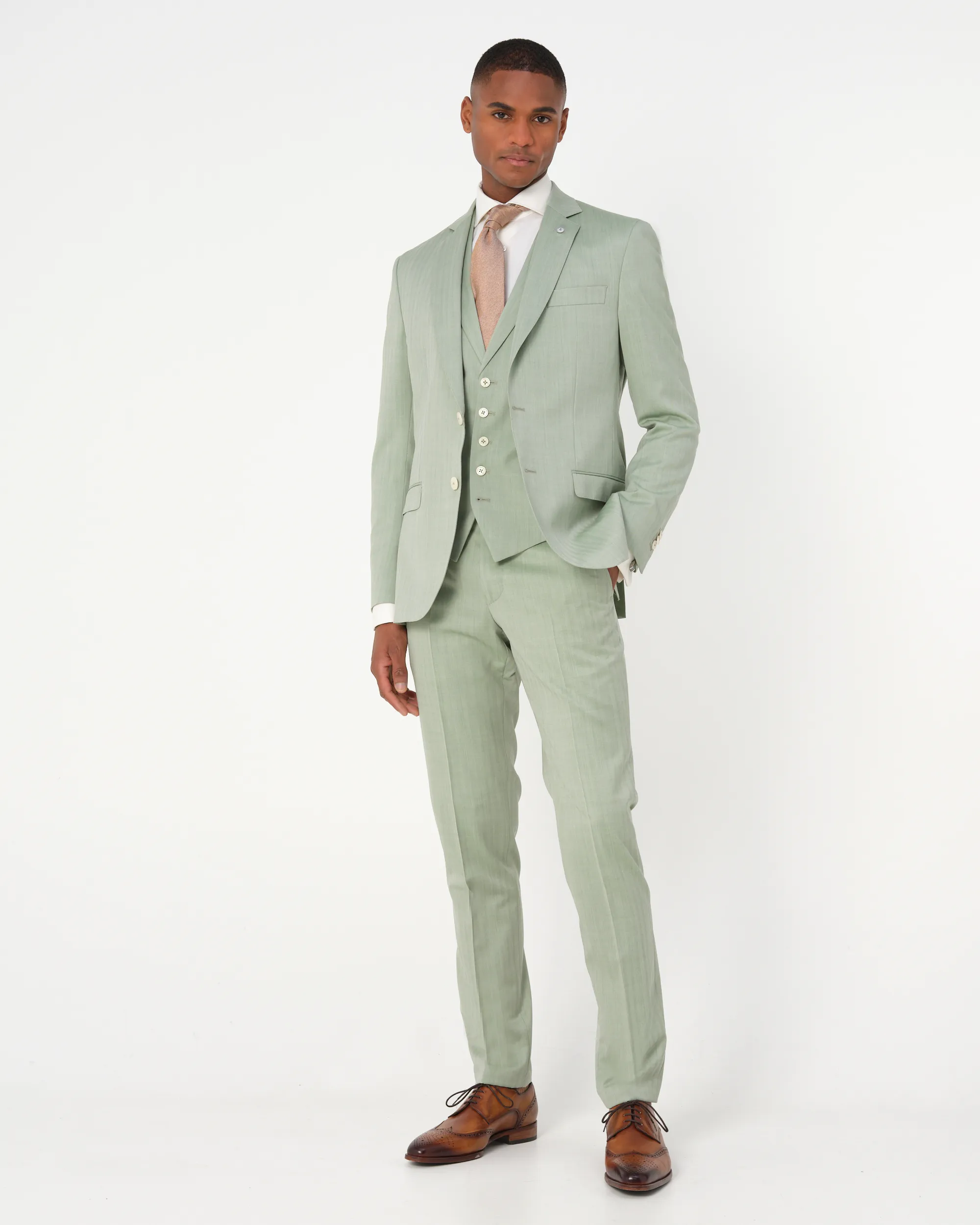 Dutch Dandies Amalfi Driedelig Trouwpak Lichtgroen uni 081817-001-46
