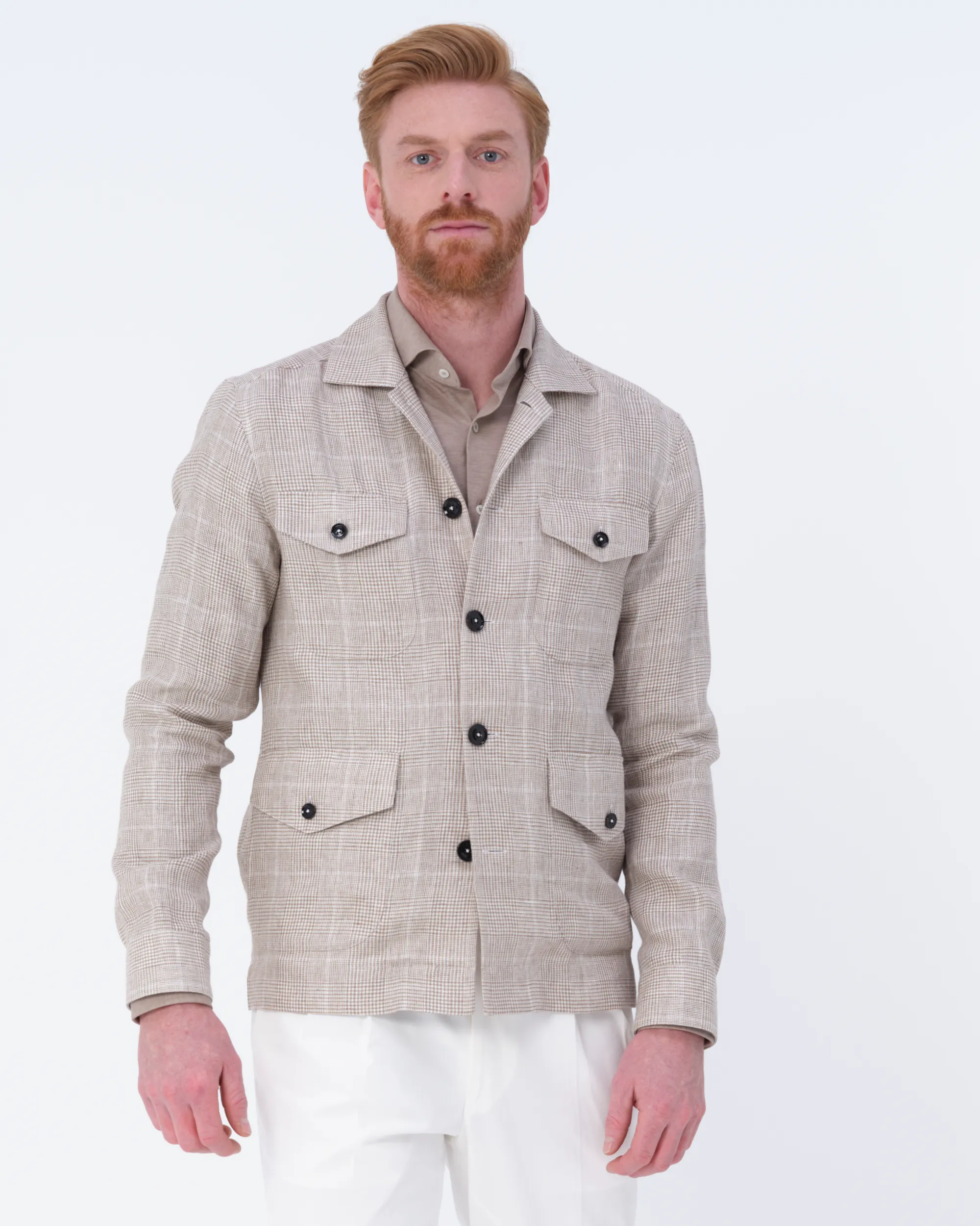 Dutch Dandies Overshirt Beige grote ruit 081878-001-46