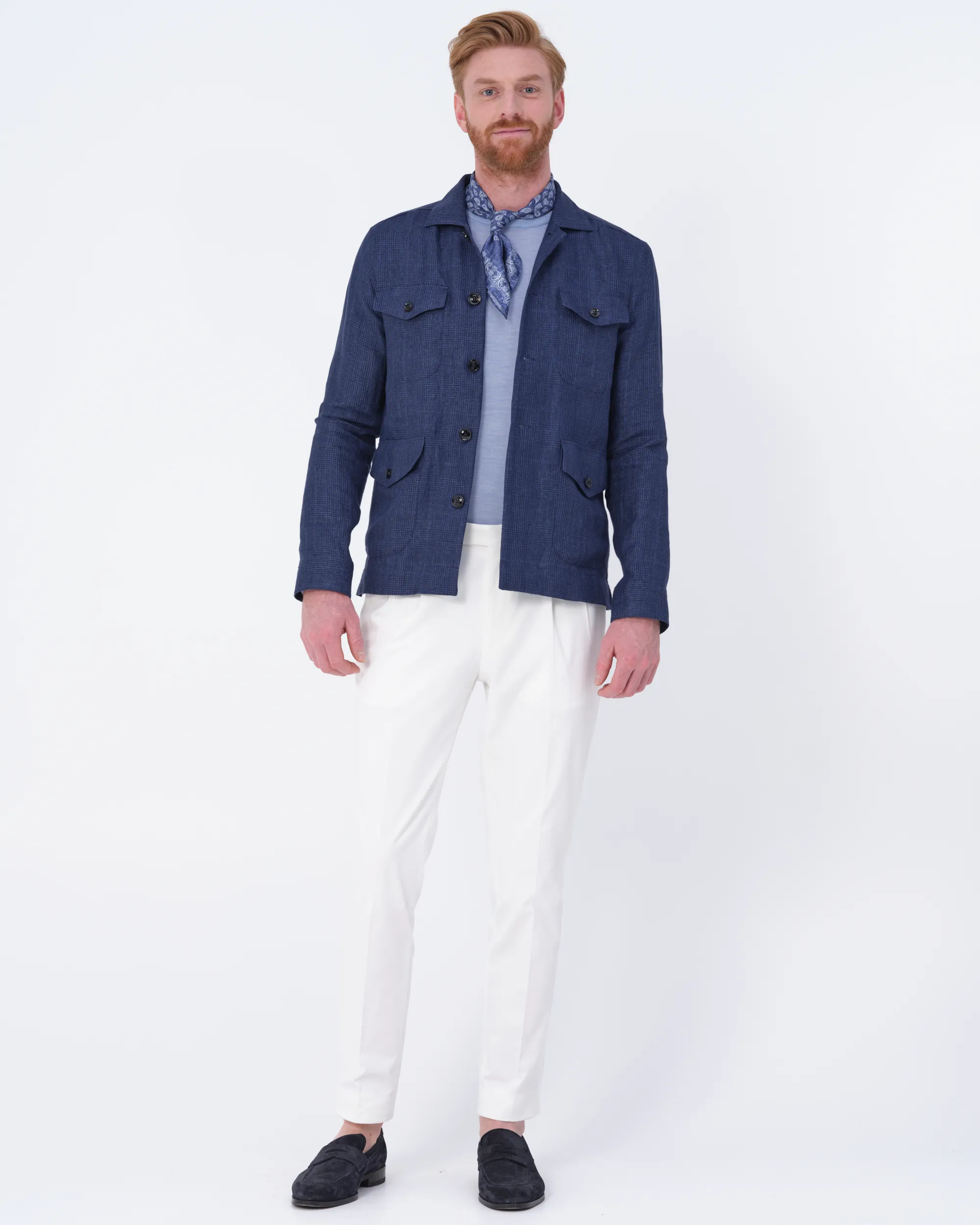 Dutch Dandies Safari Overshirt Navy grote ruit 081878-005-46
