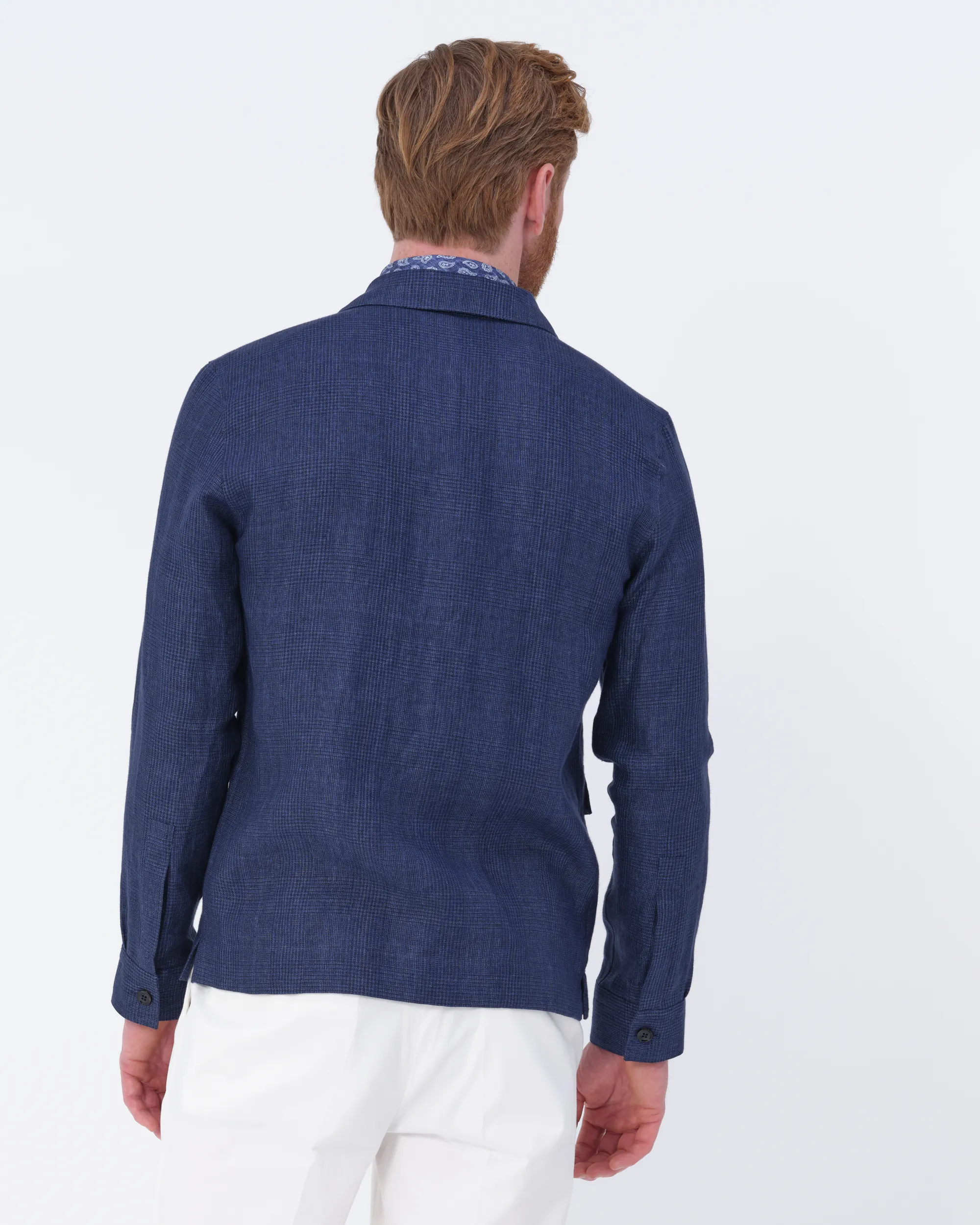 Dutch Dandies Safari Overshirt Navy grote ruit 081878-005-46