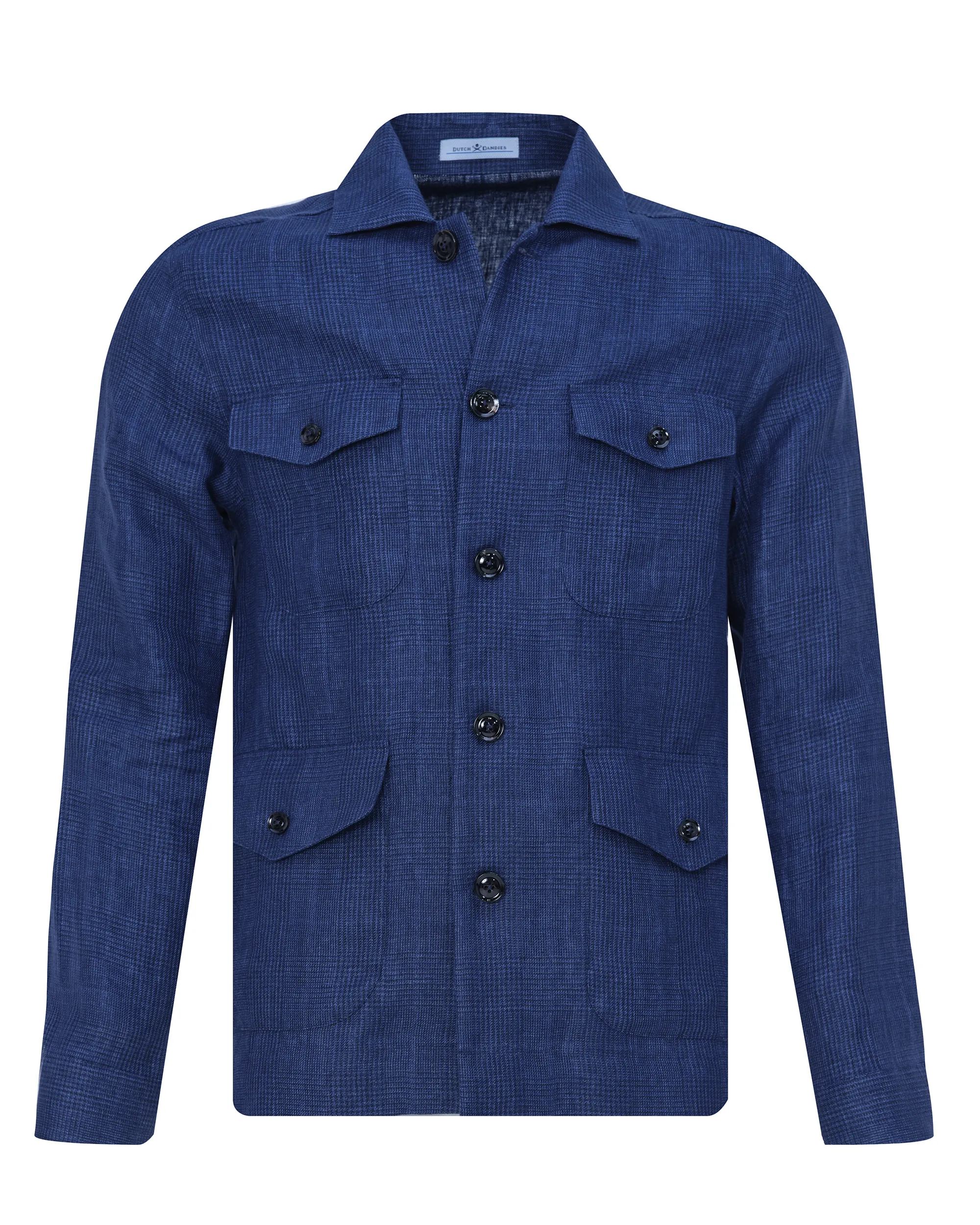 Dutch Dandies Safari Overshirt Navy grote ruit 081878-005-46