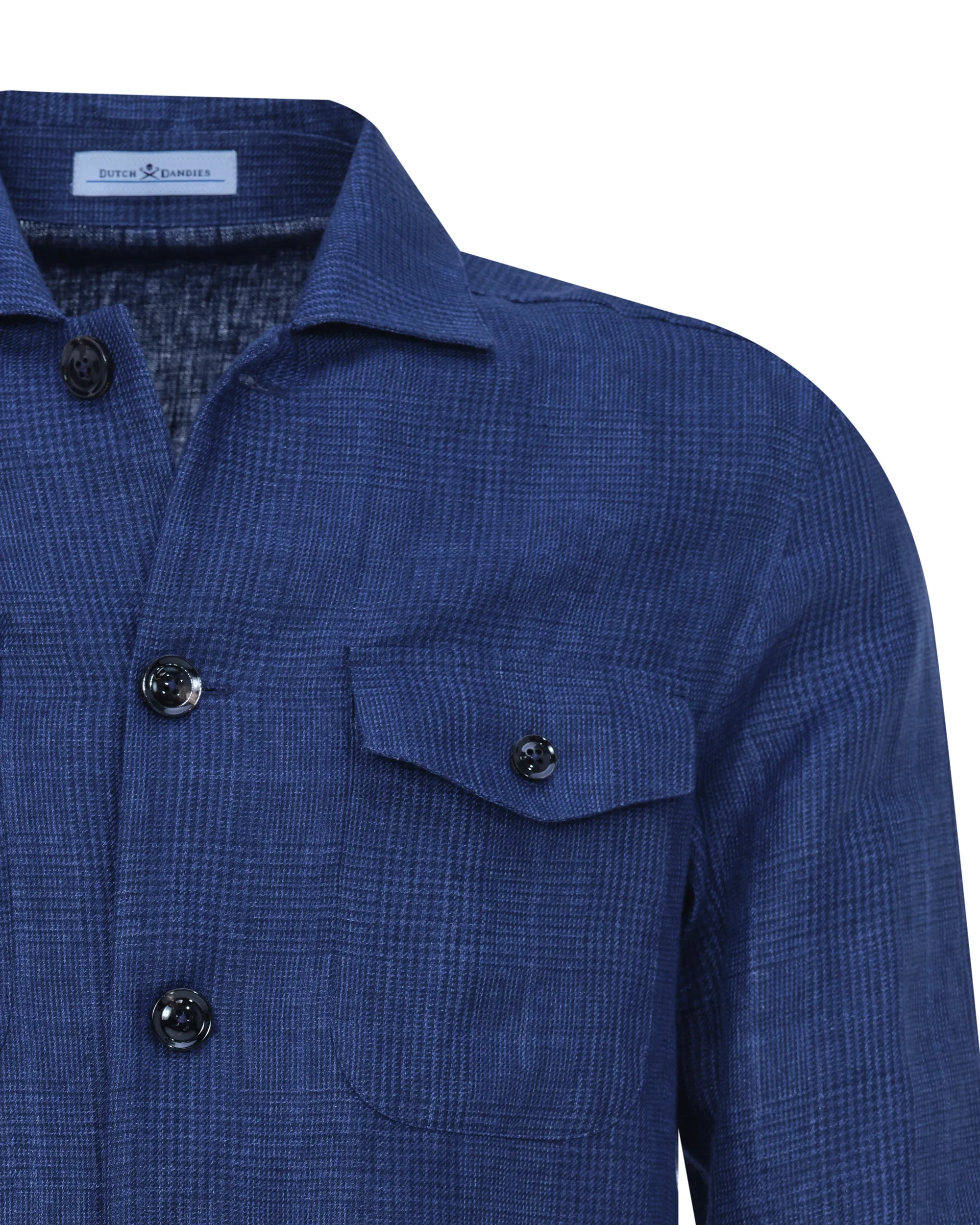 Dutch Dandies Safari Overshirt Navy grote ruit 081878-005-46