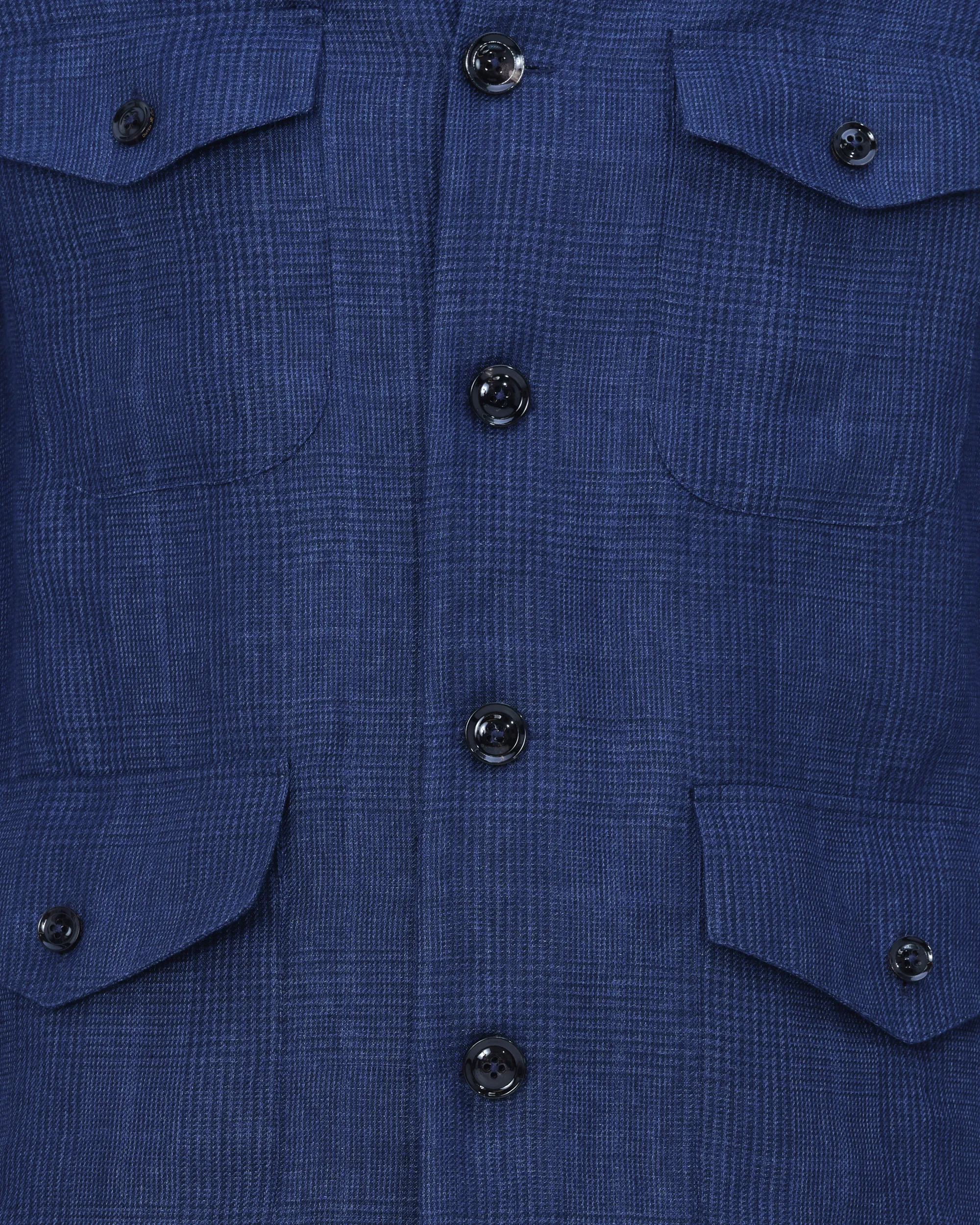 Dutch Dandies Safari Overshirt Navy grote ruit 081878-005-46
