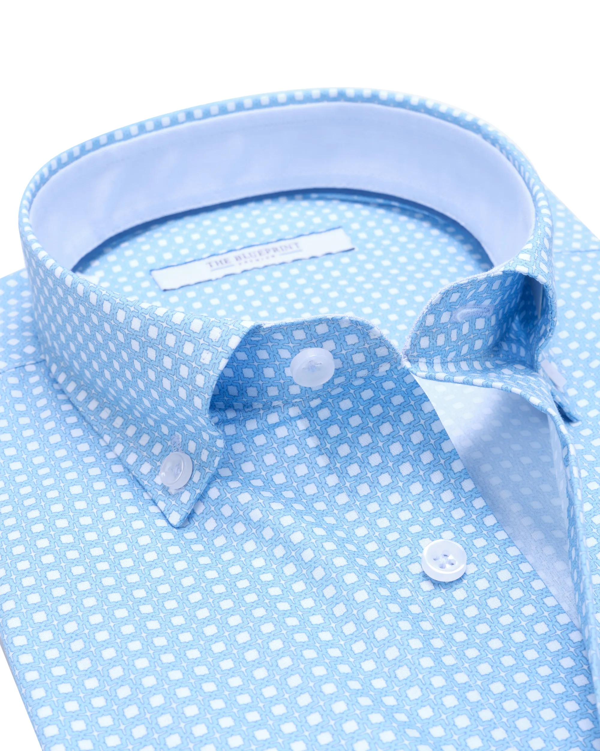 The BLUEPRINT Premium - Casual Overhemd LM Lichtblauw dessin 082234-001-L