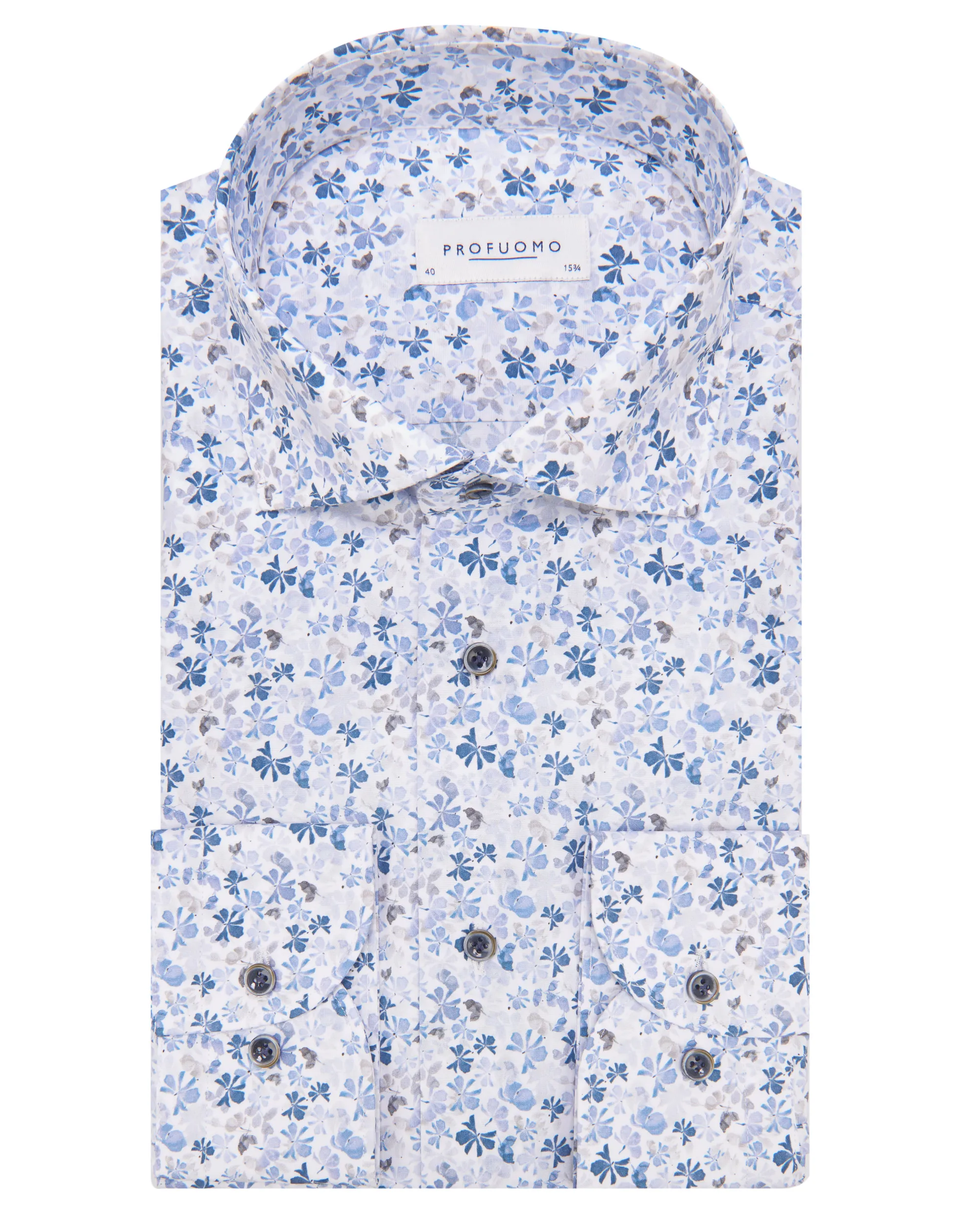 Profuomo Originale Slim fit Overhemd LM Blauw 082923-001-38