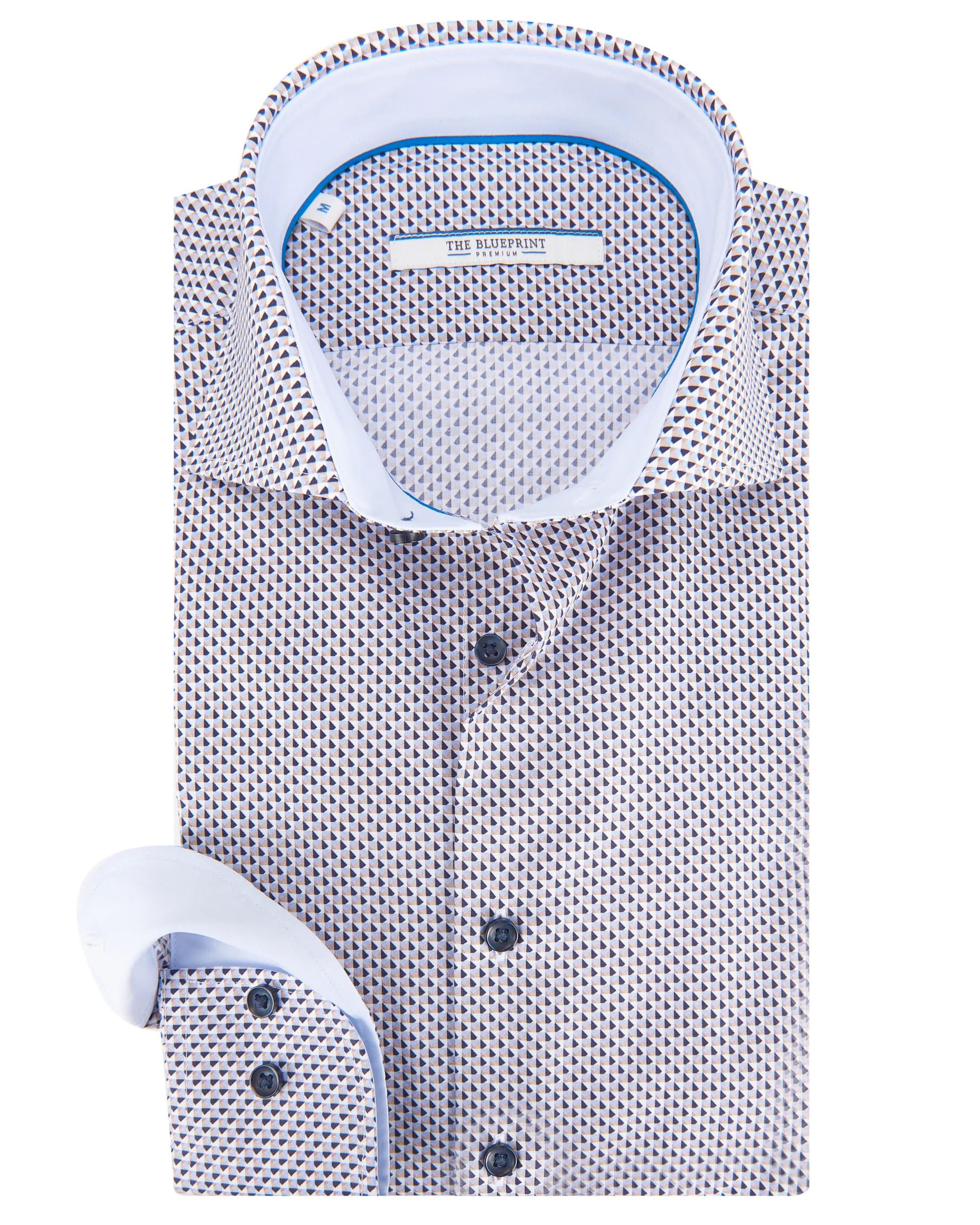 The BLUEPRINT Premium - Casual Overhemd LM Beige dessin 084476-001-L