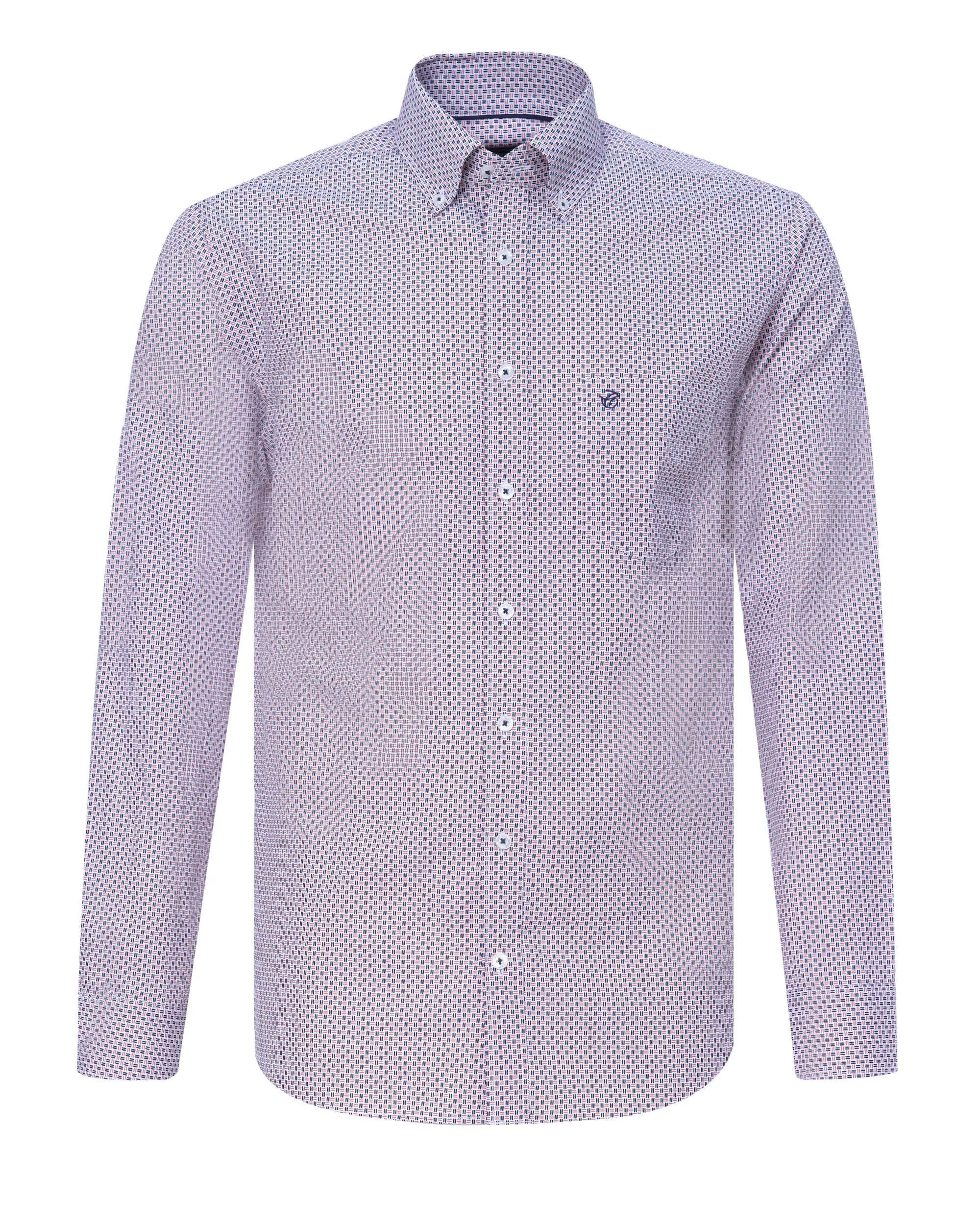Campbell Casual Overhemd LM Oranje dessin 084660-001-L