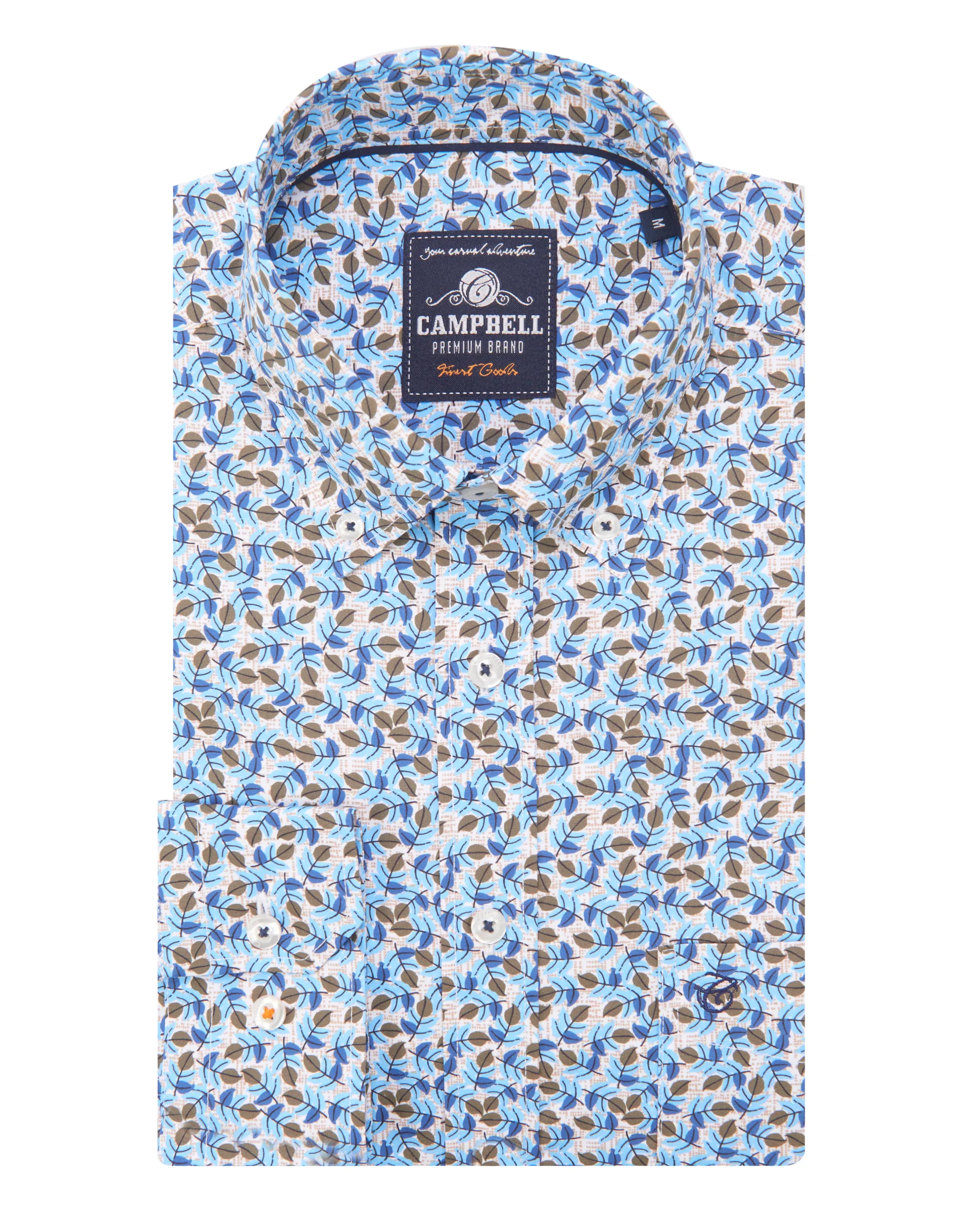 Campbell Casual Overhemd LM Blauw dessin 084662-001-L