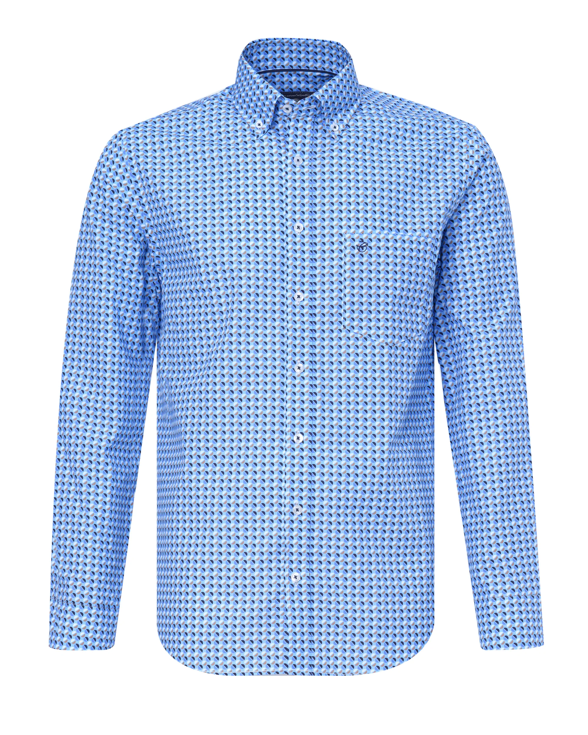 Campbell Casual Overhemd LM Blauw dessin 084664-001-L