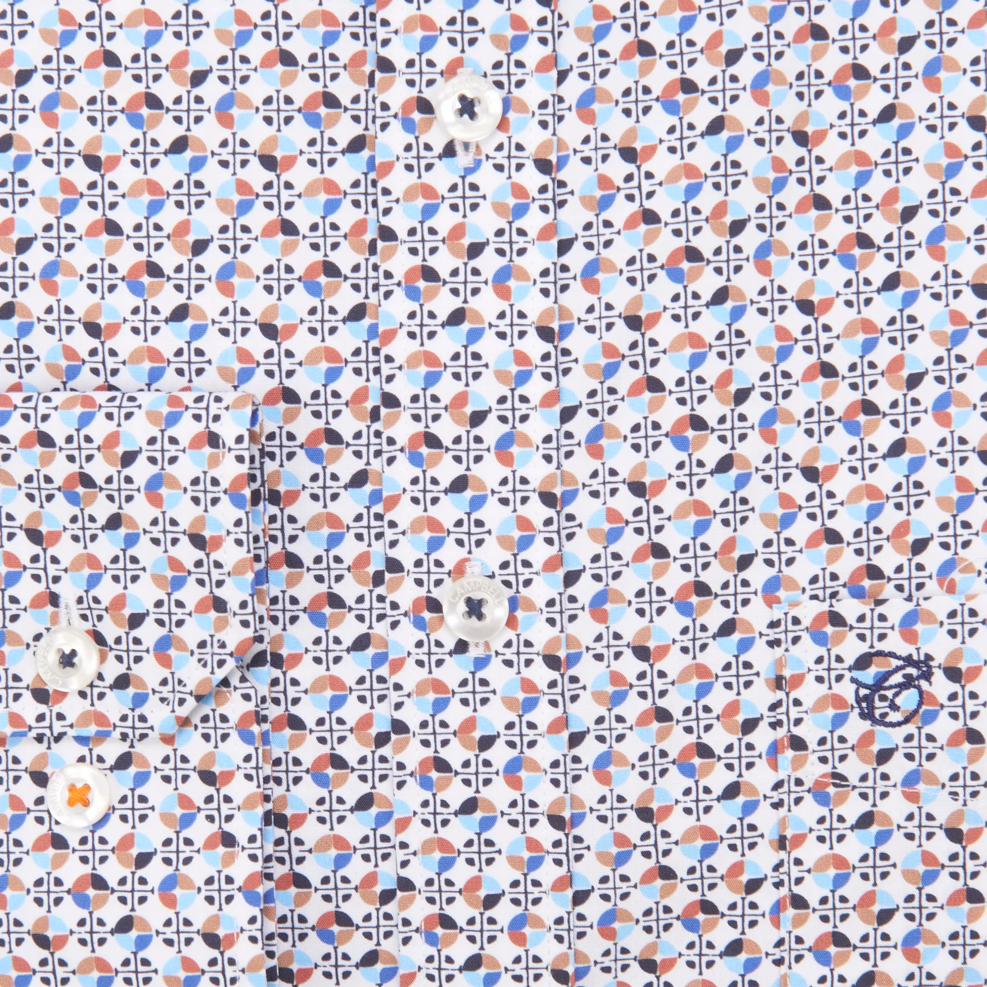 Campbell Casual Overhemd LM Blauw dessin 084666-001-L