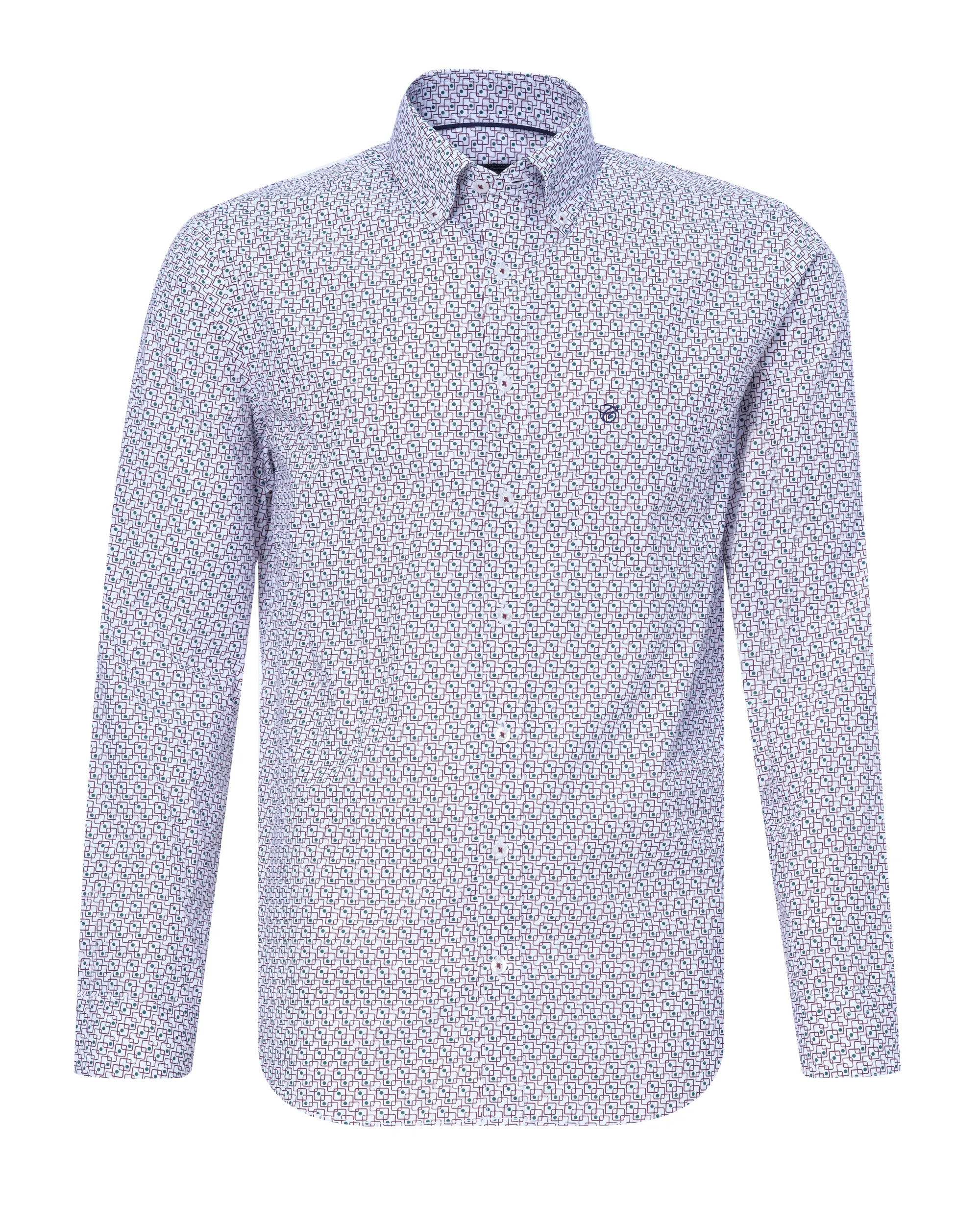 Campbell Casual Overhemd LM Bordeaux dessin 084669-002-L