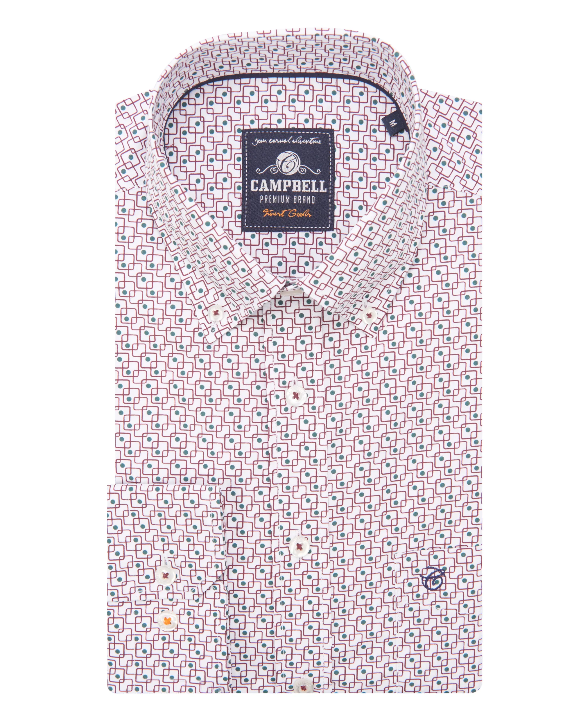 Campbell Casual Overhemd LM Bordeaux dessin 084669-002-L