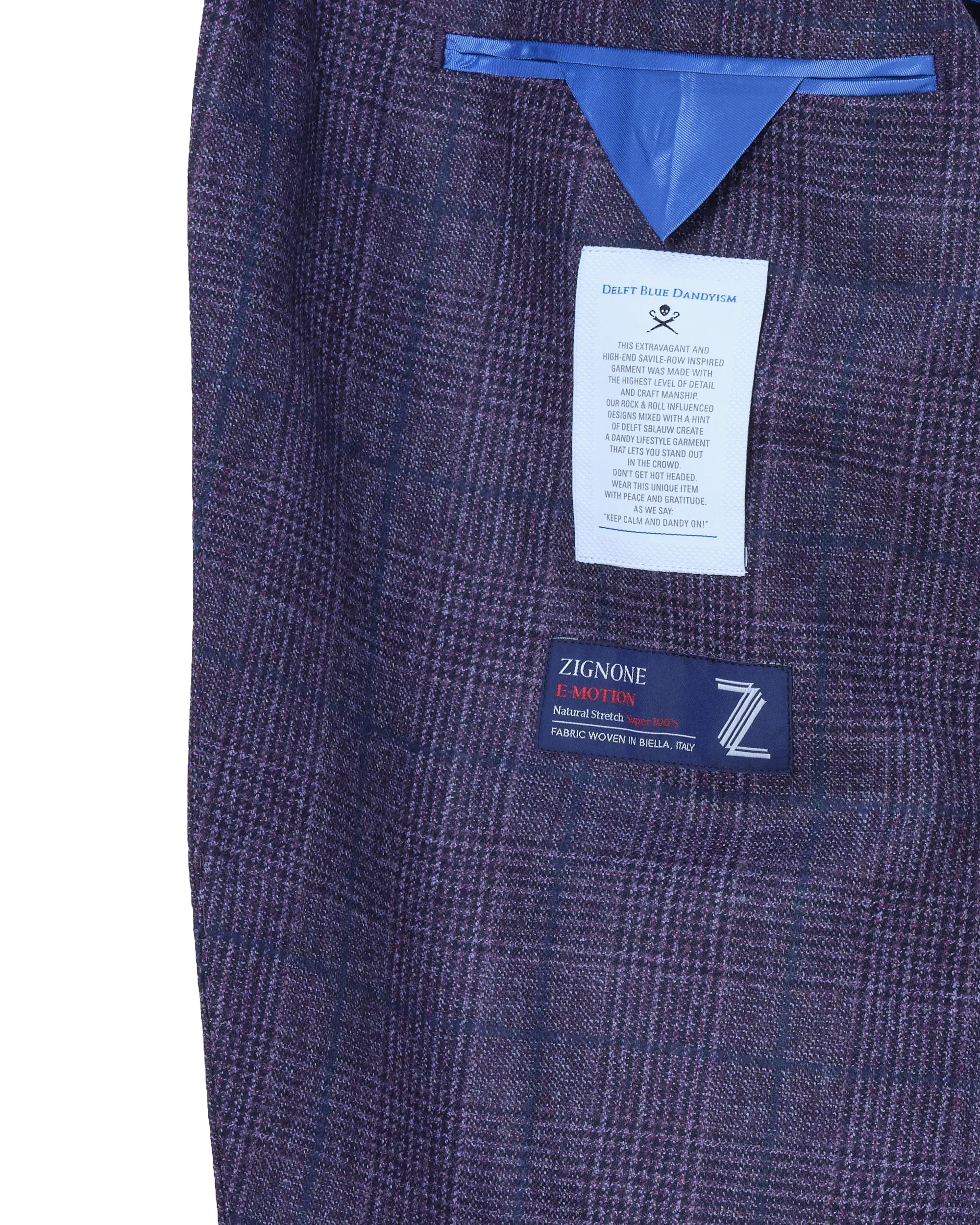 Dutch Dandies Colbert Paars grote ruit 084750-001-37