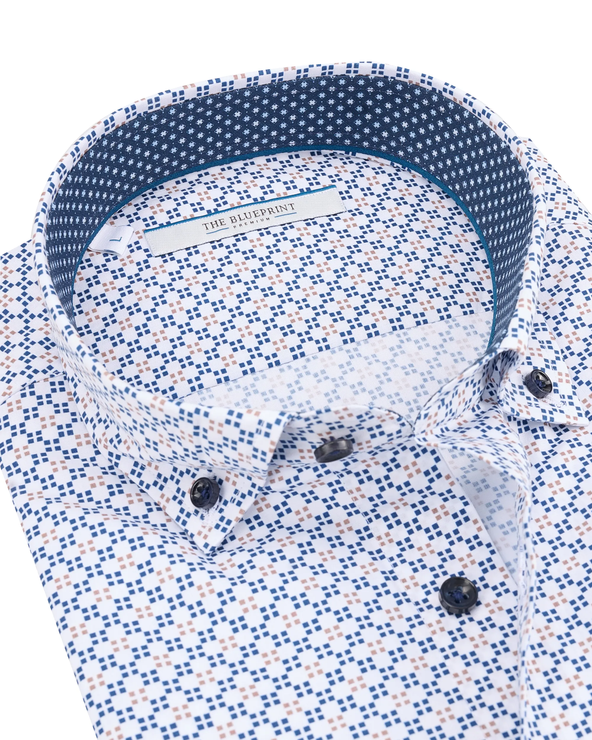 The BLUEPRINT Premium - Overhemd LM Blauw dessin 084828-001-L