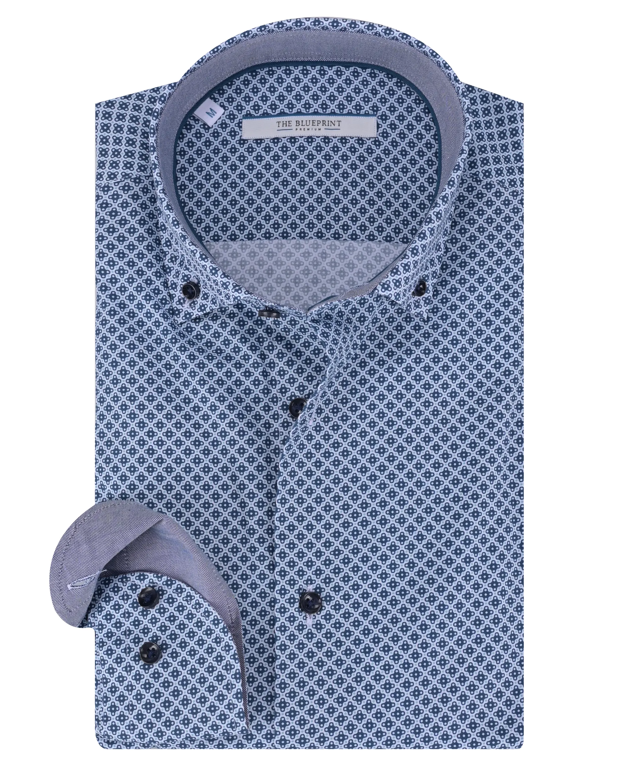 The BLUEPRINT Premium Casual Overhemd LM Navy dessin 084832-001-L