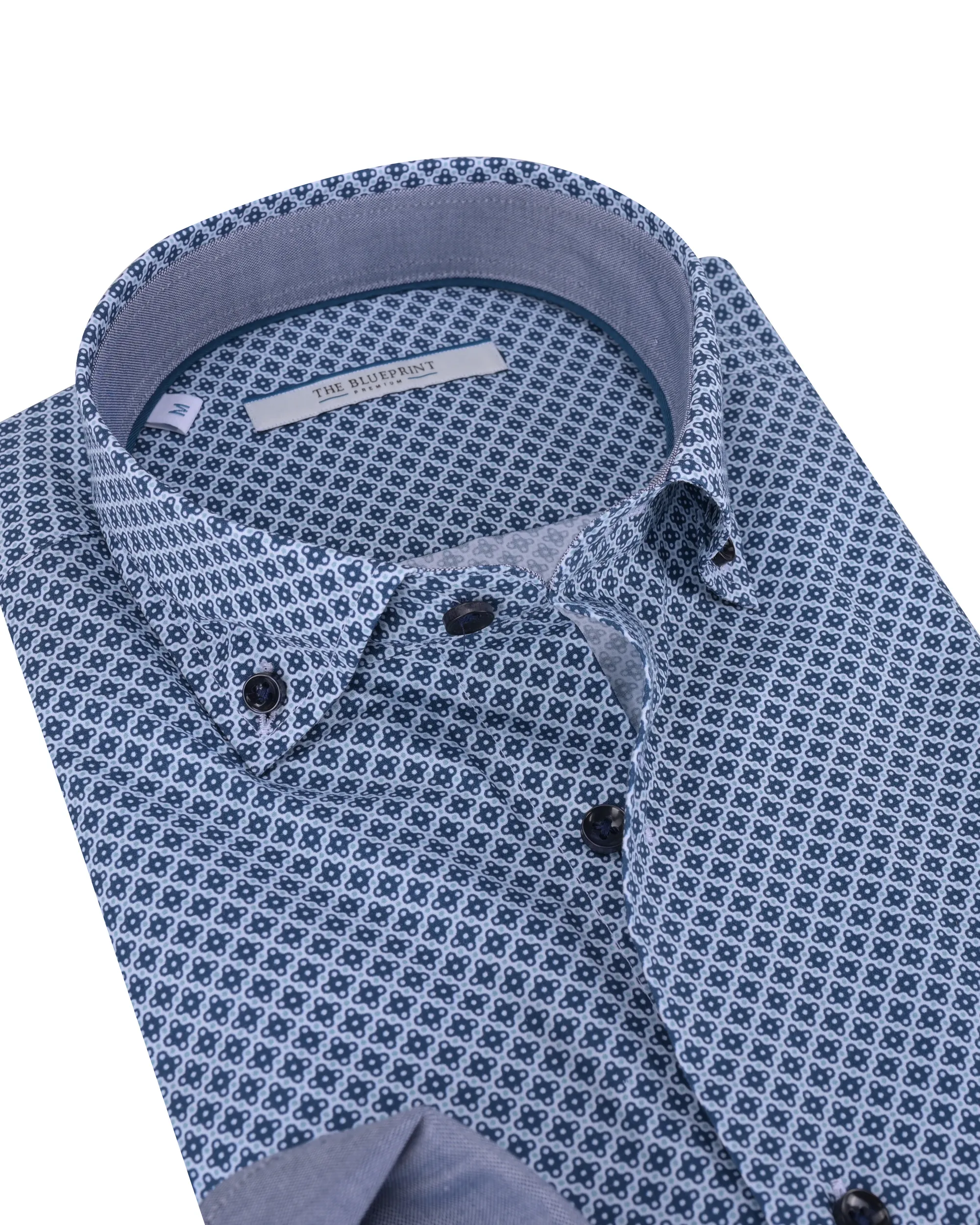 The BLUEPRINT Premium Casual Overhemd LM Navy dessin 084832-001-L