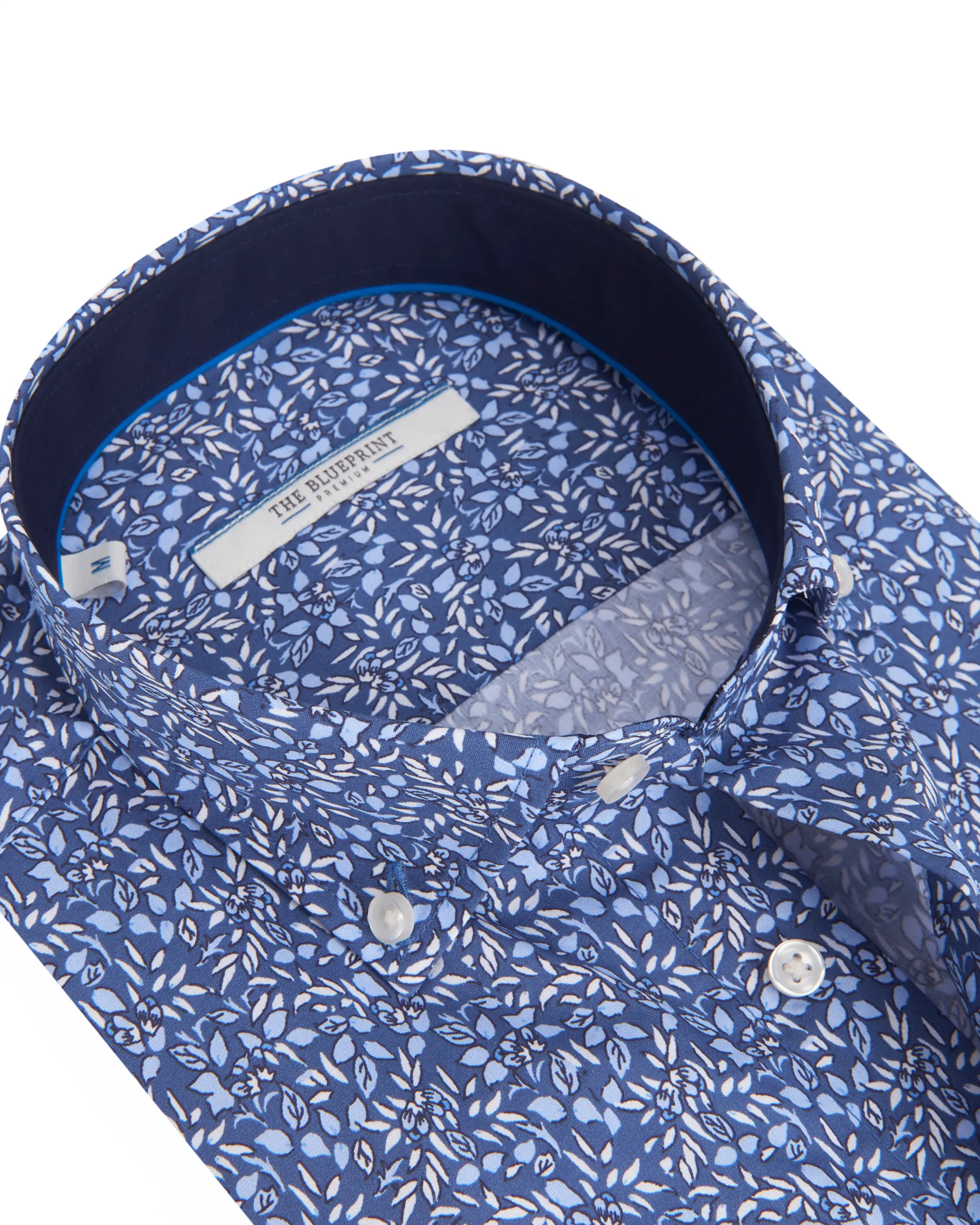 The Blueprint Premium - Casual Overhemd LM Blauw dessin 086599-001-L