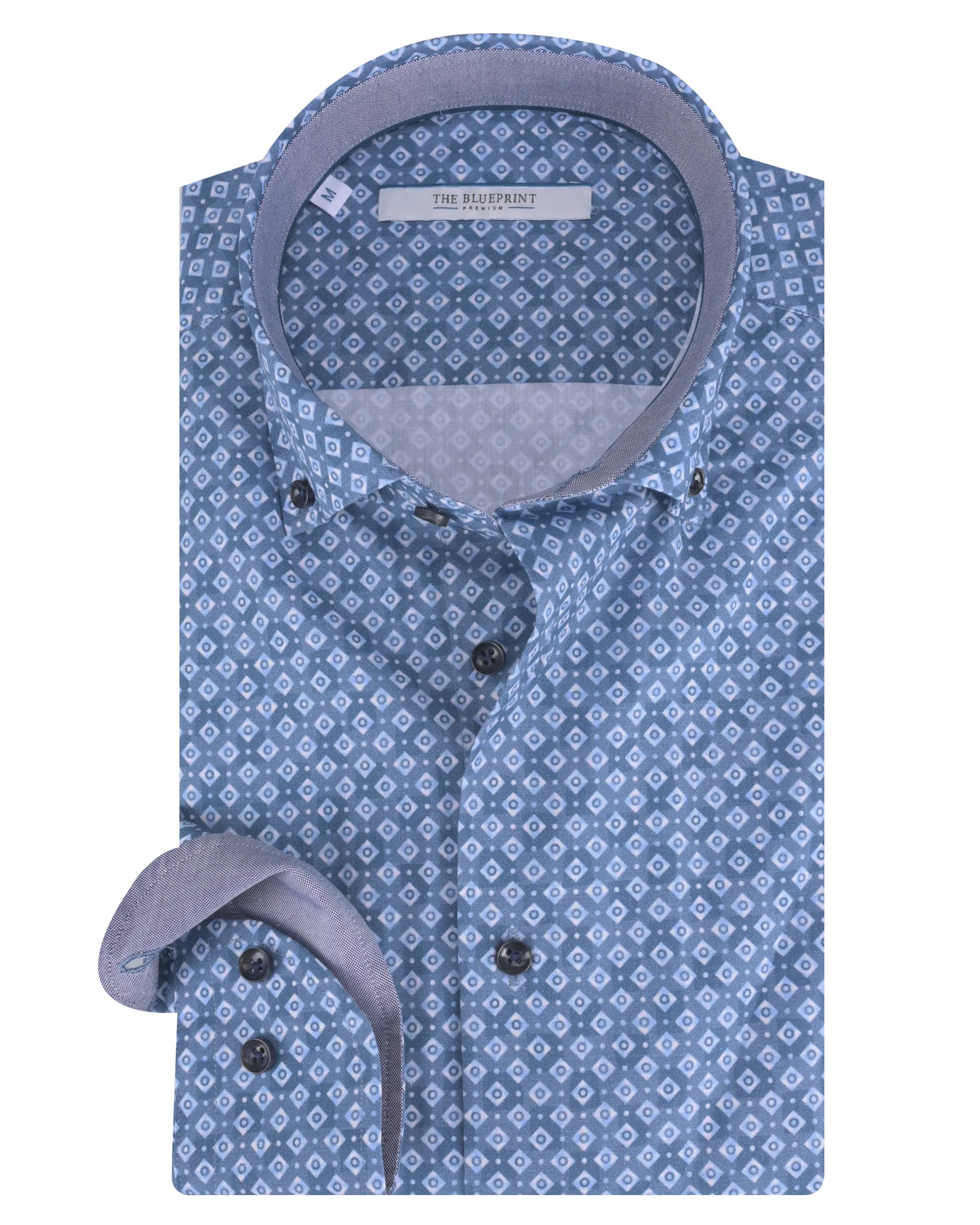 The Blueprint Premium - Overhemd LM Blauw dessin 086636-001-L