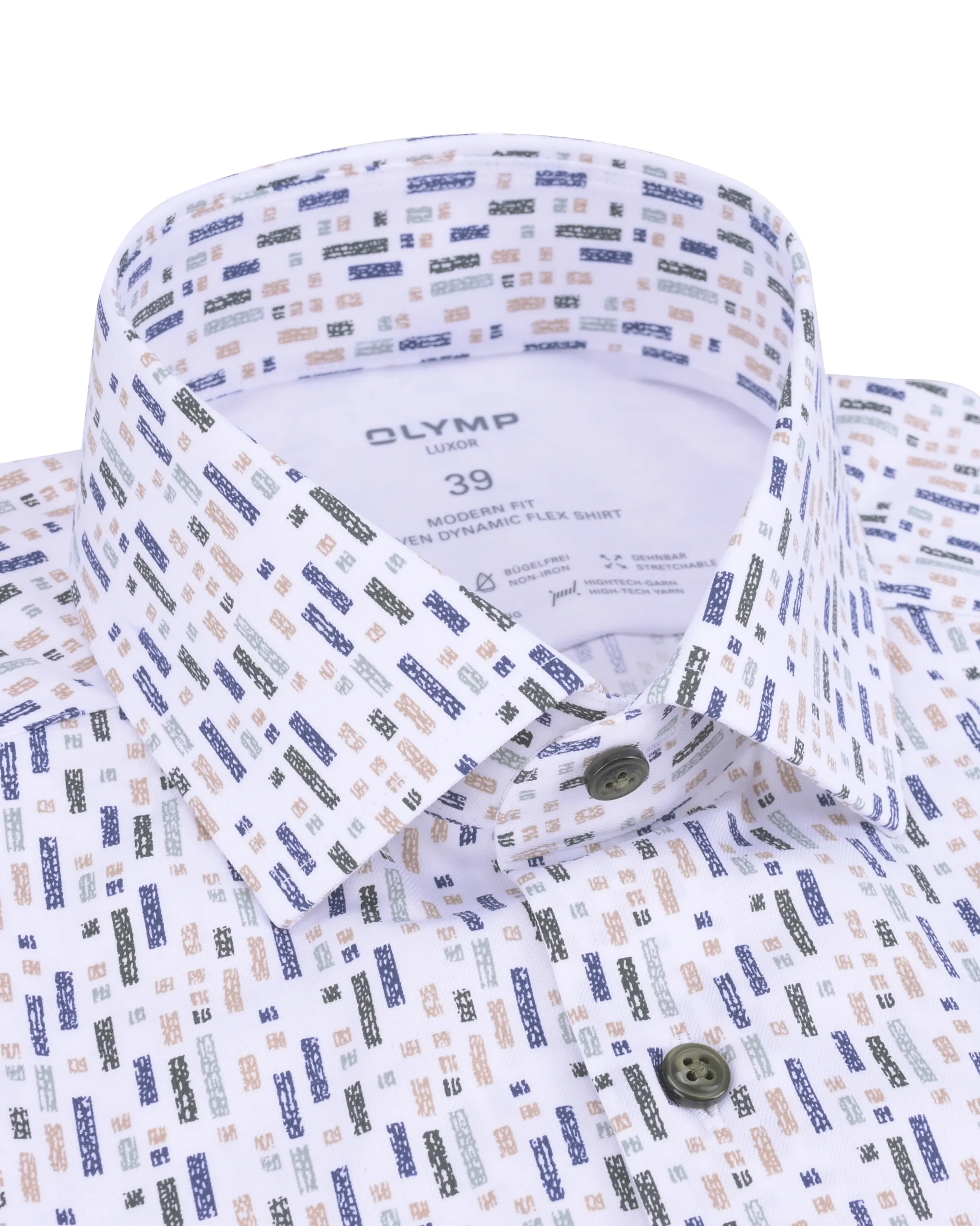OLYMP Luxor 24/7 Modern fit Overhemd LM Blauw dessin 086750-001-47