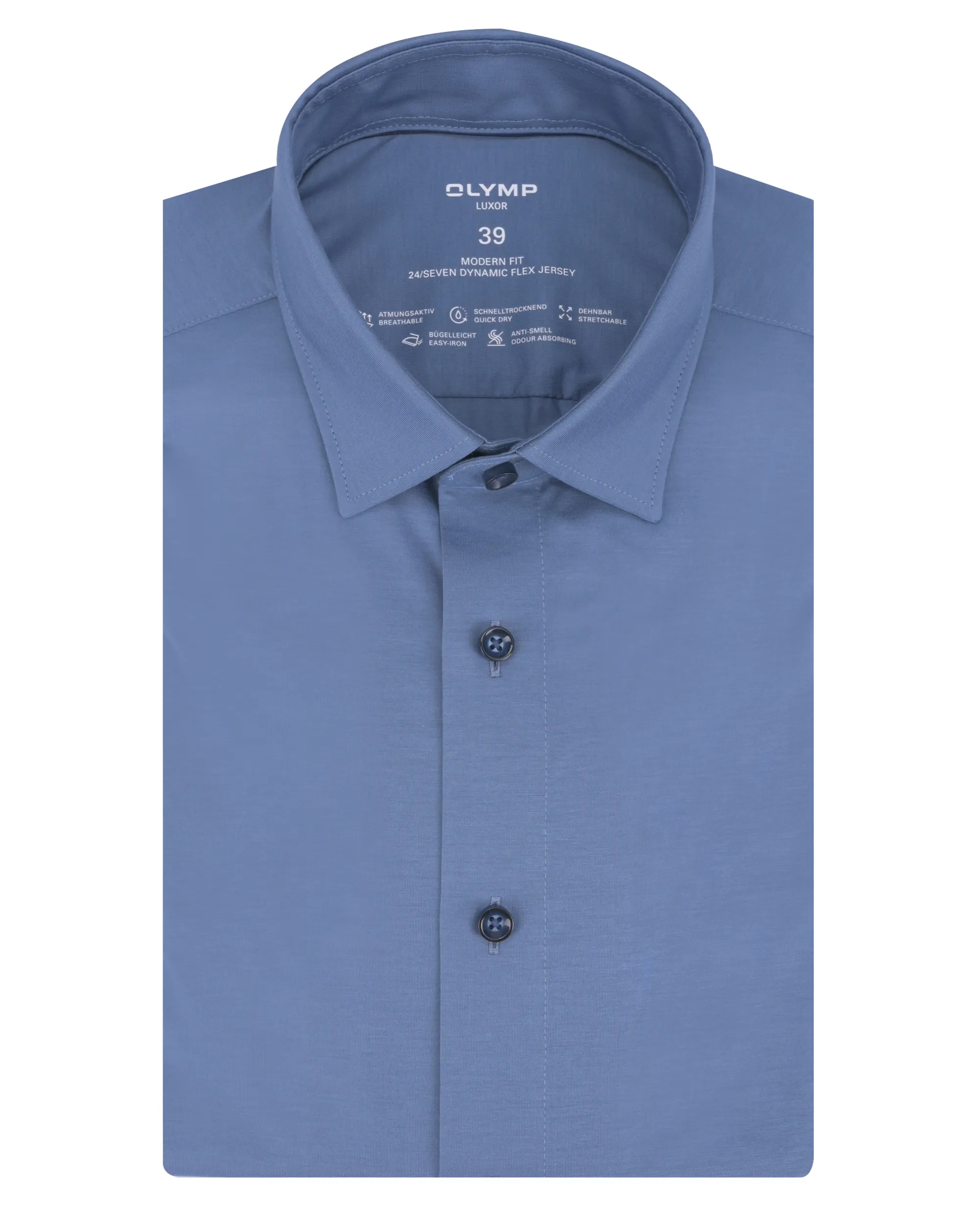 OLYMP 24/7 Luxor Modern Fit Overhemd LM Blauw 086757-001-37