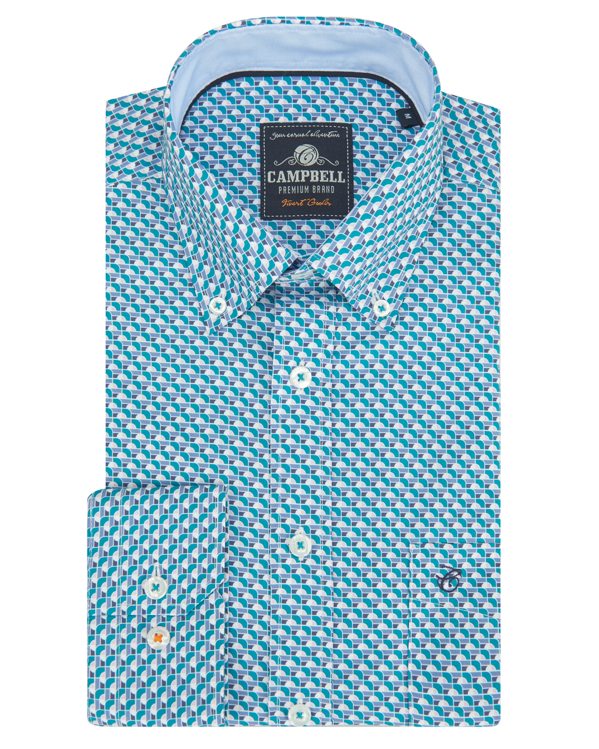 Campbell Casual Overhemd LM Brittany Blue dessin 088323-001-L