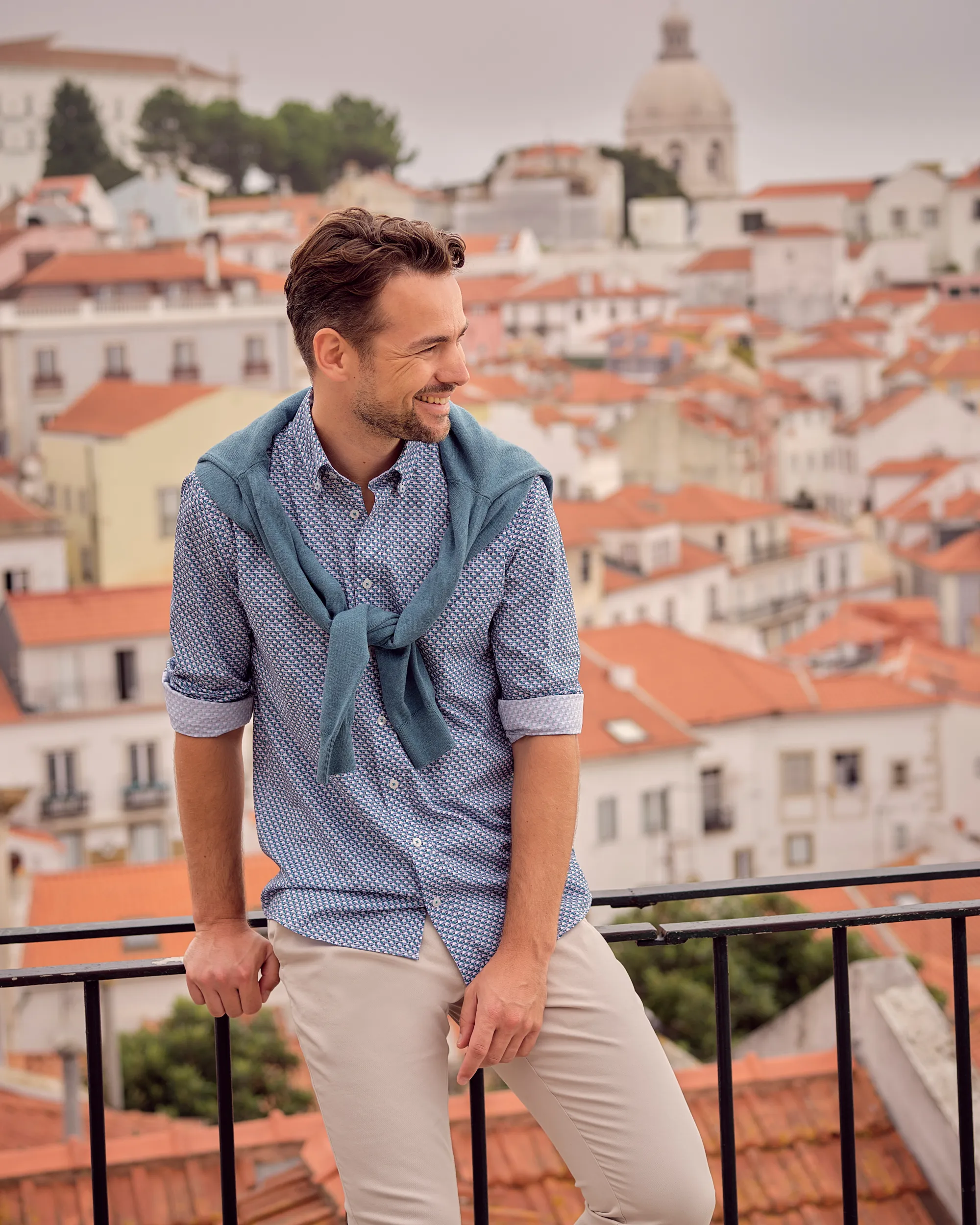 Campbell Casual Overhemd LM Brittany Blue dessin 088323-001-L