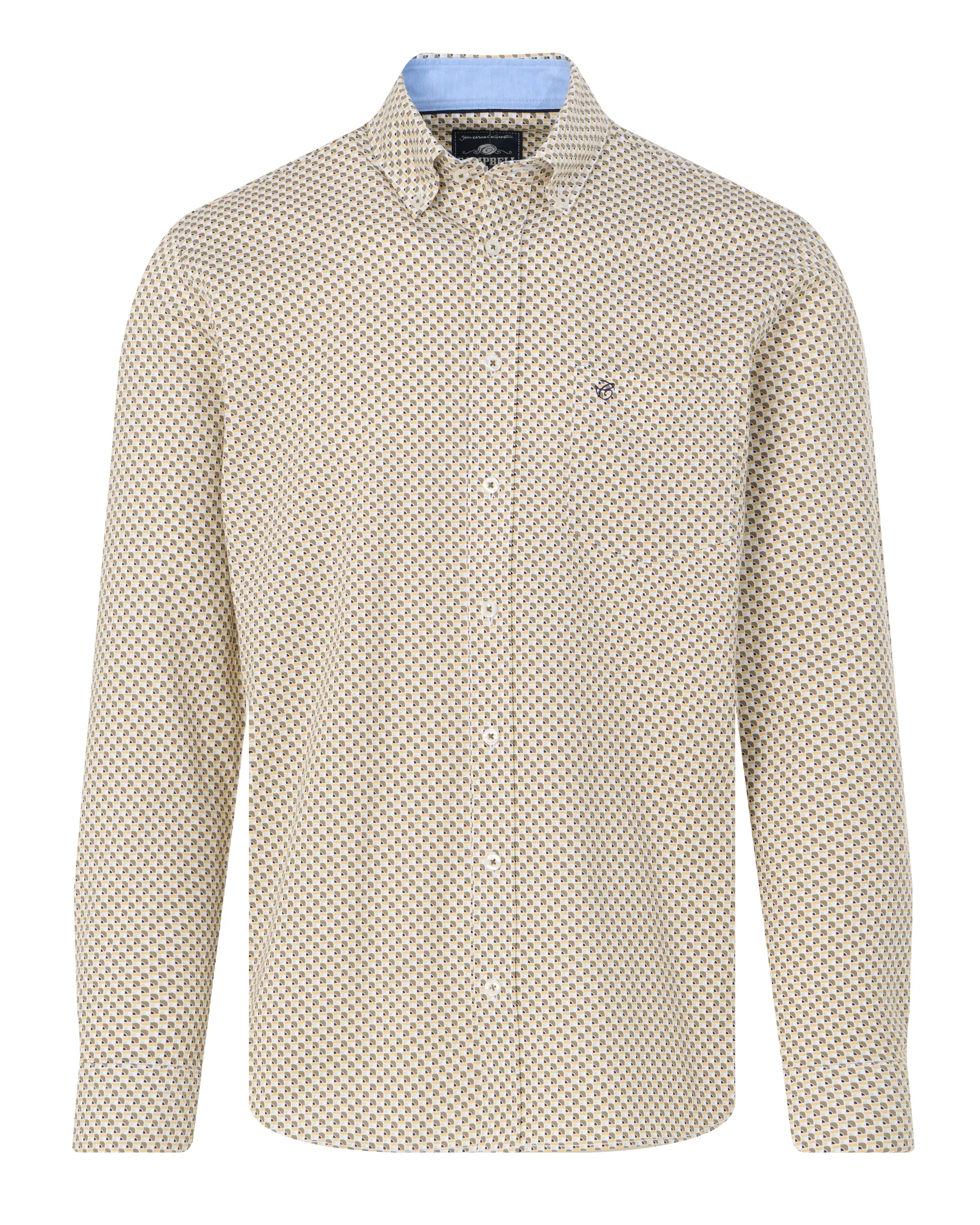 Campbell Casual Overhemd LM Dusky Green dessin 088323-004-S