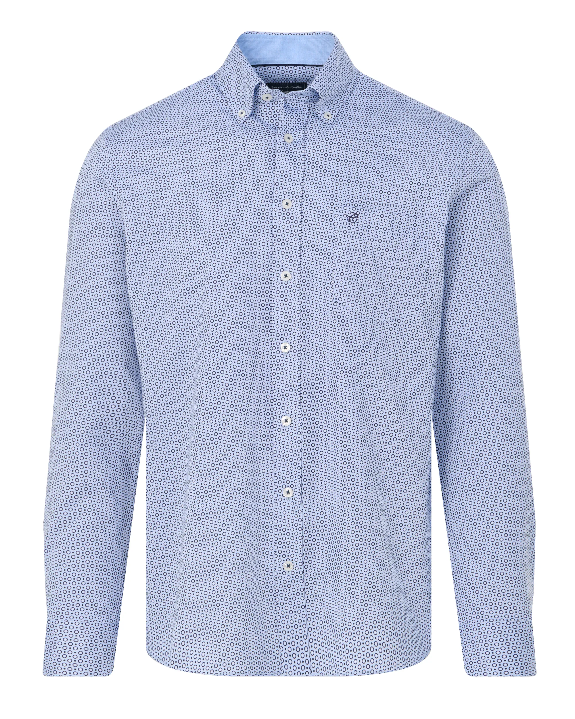 Campbell Casual Overhemd LM Brunnera Blue dessin 088324-002-S