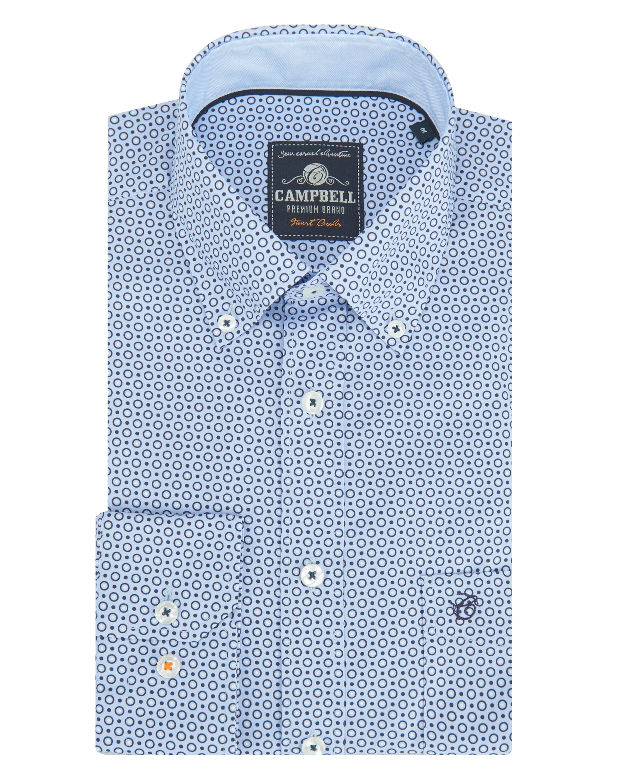 Campbell Casual Overhemd LM Brunnera Blue dessin 088324-002-S