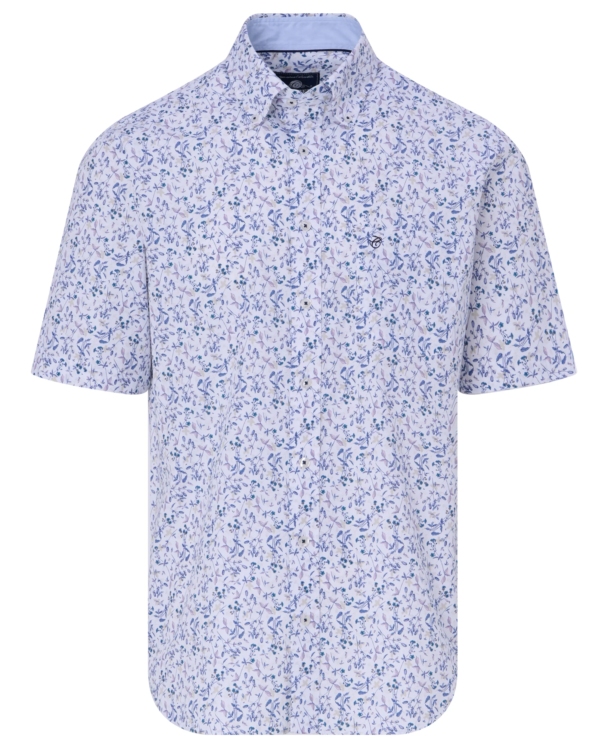 Campbell Casual Overhemd KM Blue Indigo dessin 088326-001