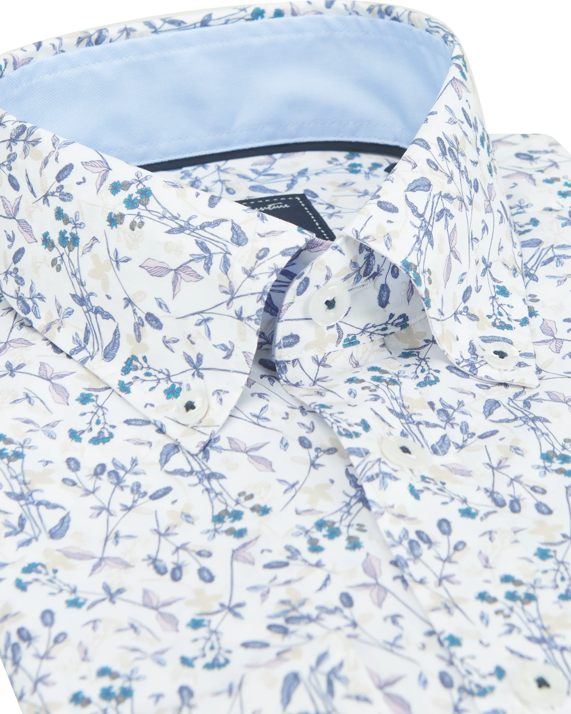 Campbell Casual Overhemd KM Blue Indigo dessin 088326-001