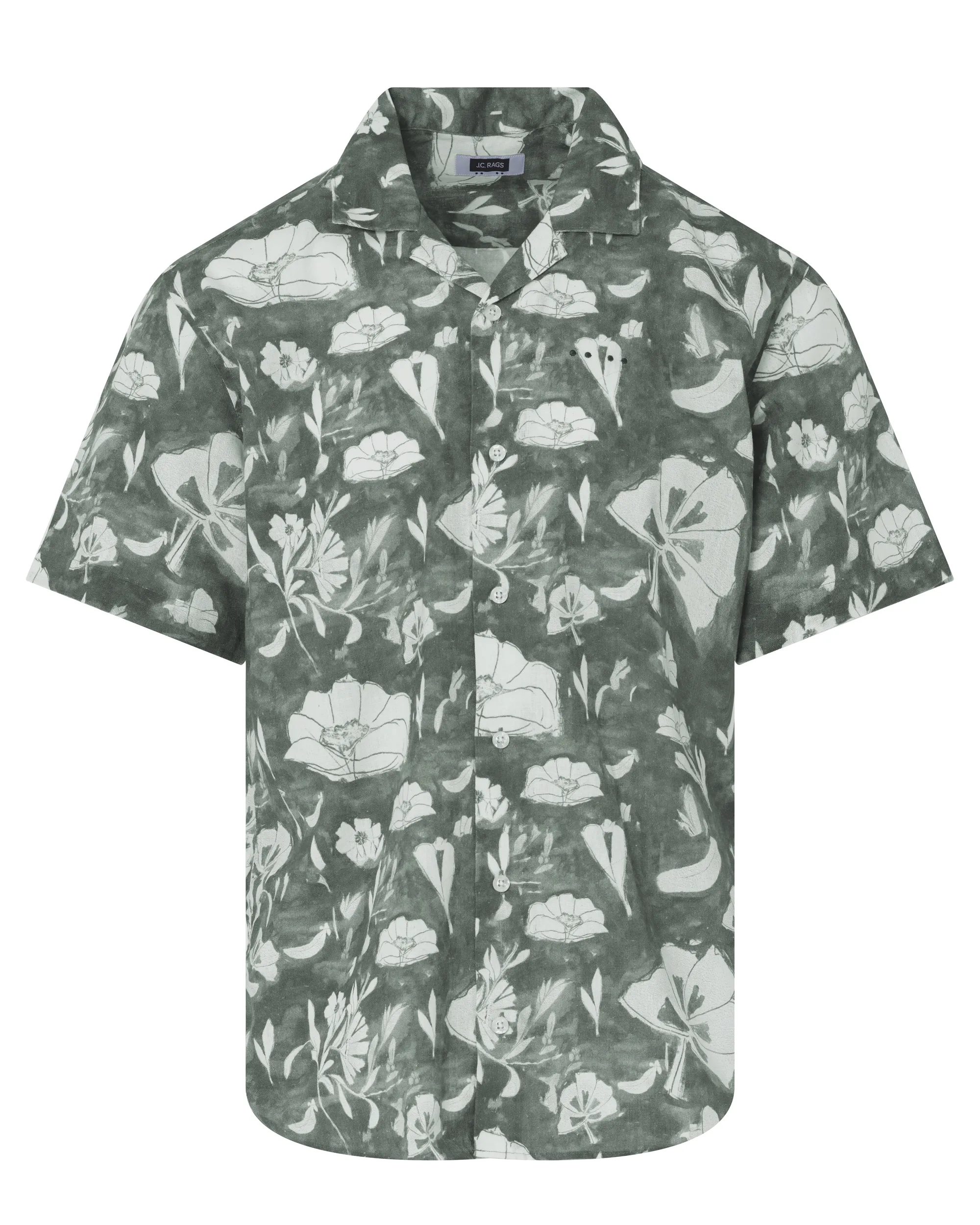 J.C. RAGS Elvis Floral Casual Overhemd KM Burned Green dessin 088398-001-L