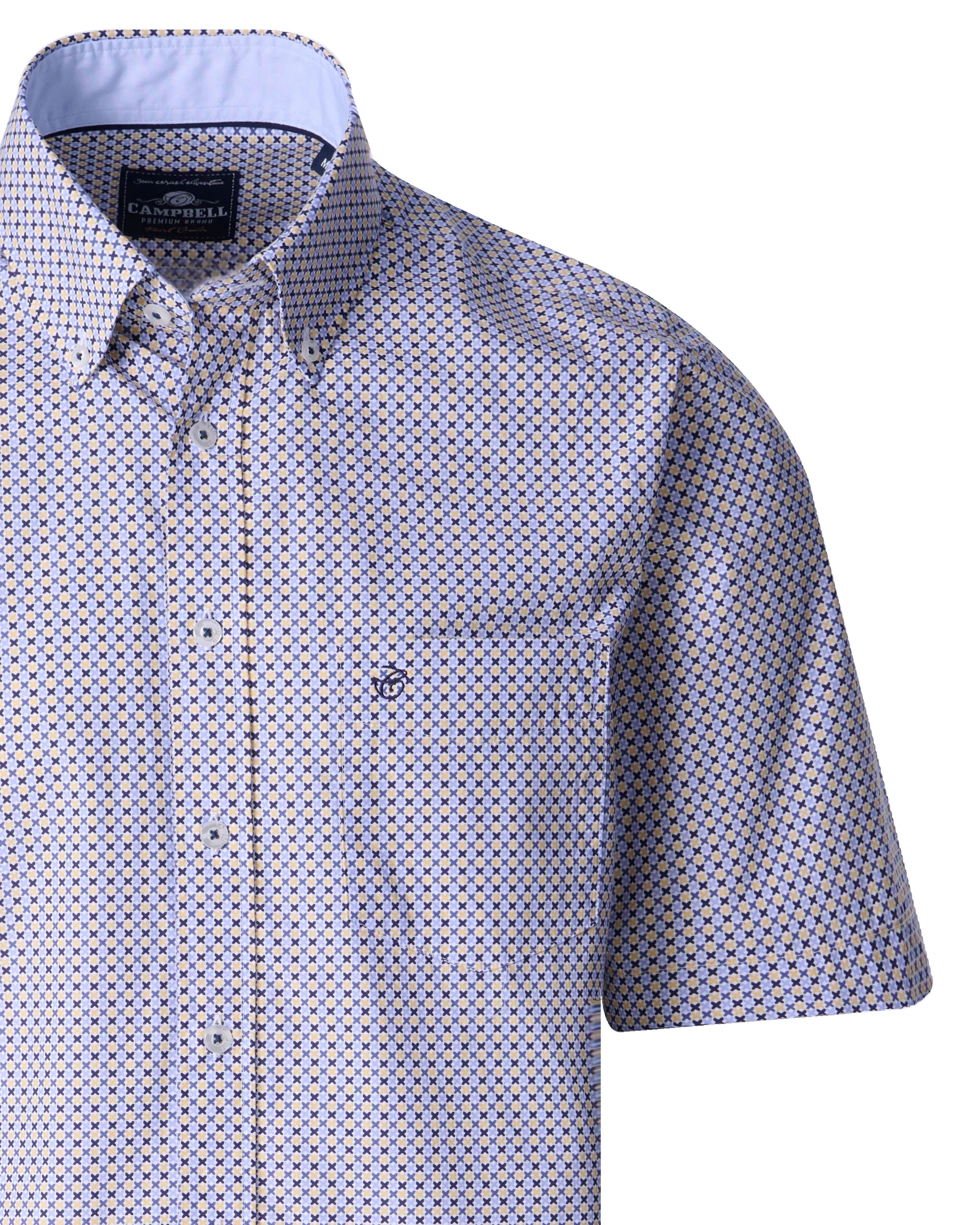 Campbell Casual Overhemd KM New Wheat dessin 089019-002-L