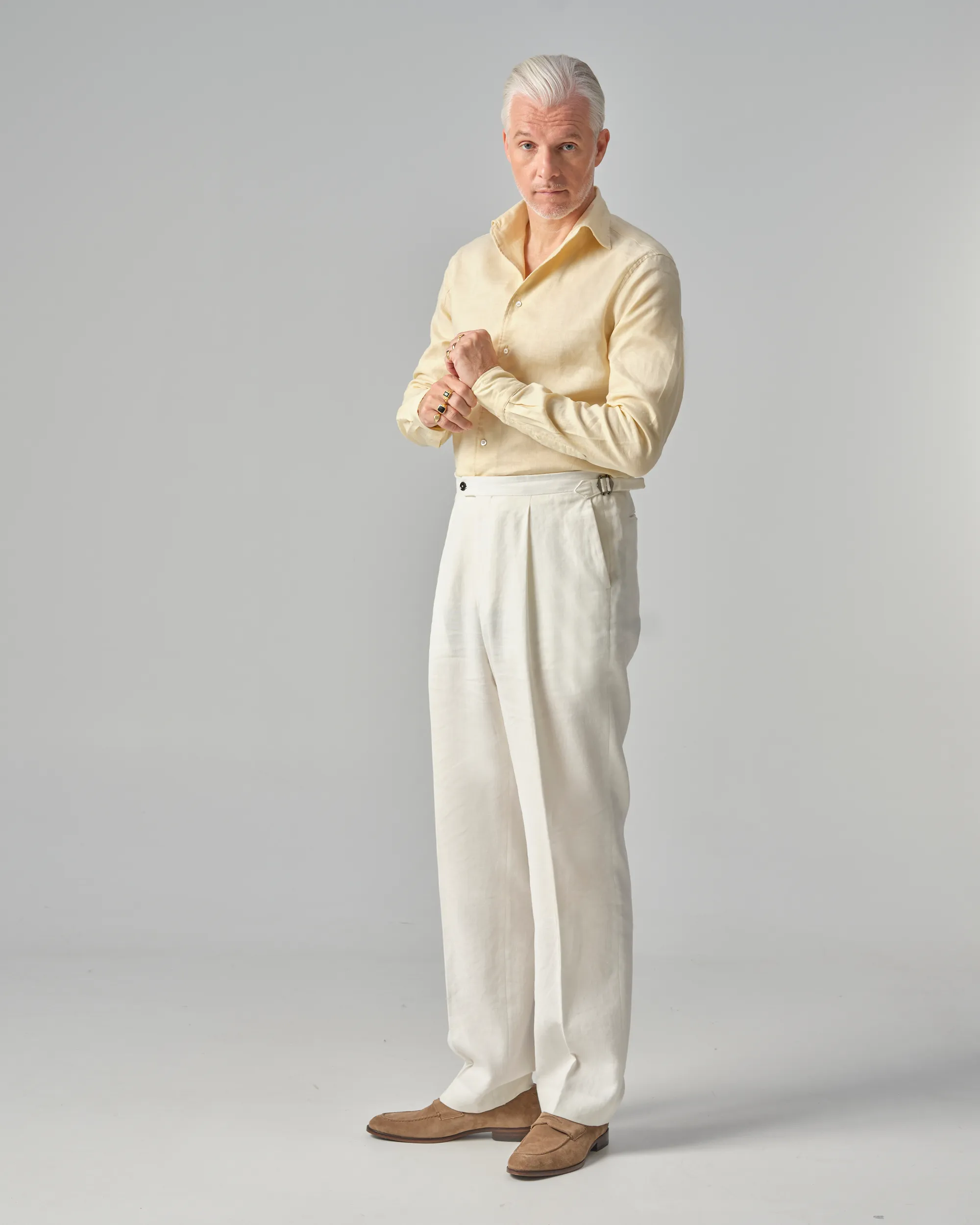Dutch Dandies Arno Kantelberg Linnen Overhemd LM L. geel uni 089031-003-39