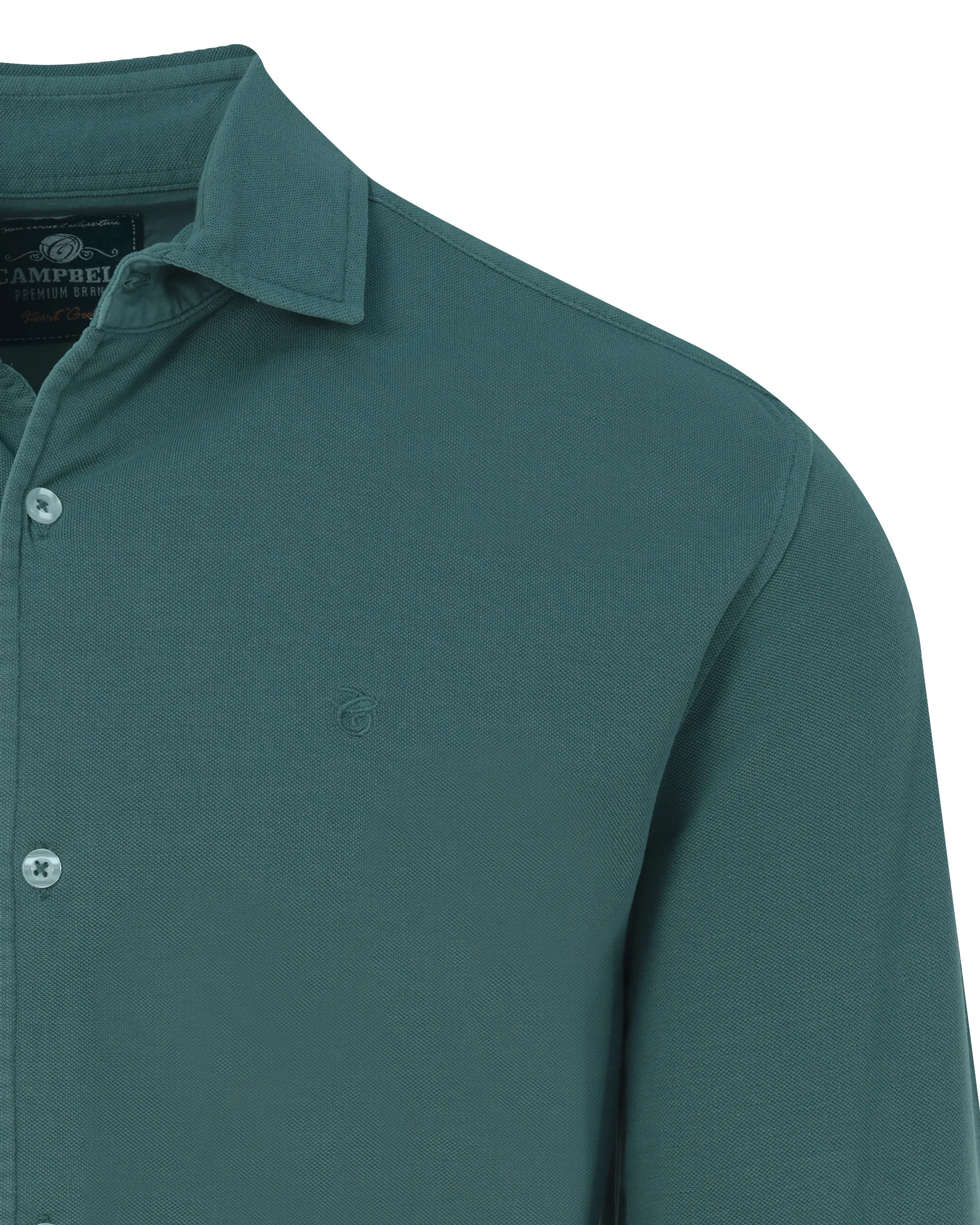 Campbell Casual Overhemd LM Groen uni 089168-004-L
