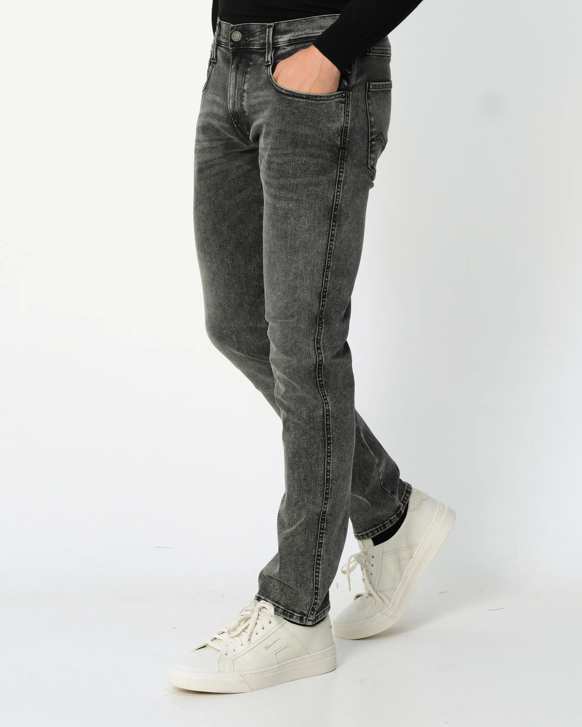 Replay Anbass Hyperflex Original Jeans Grijs 091336-001-28/32