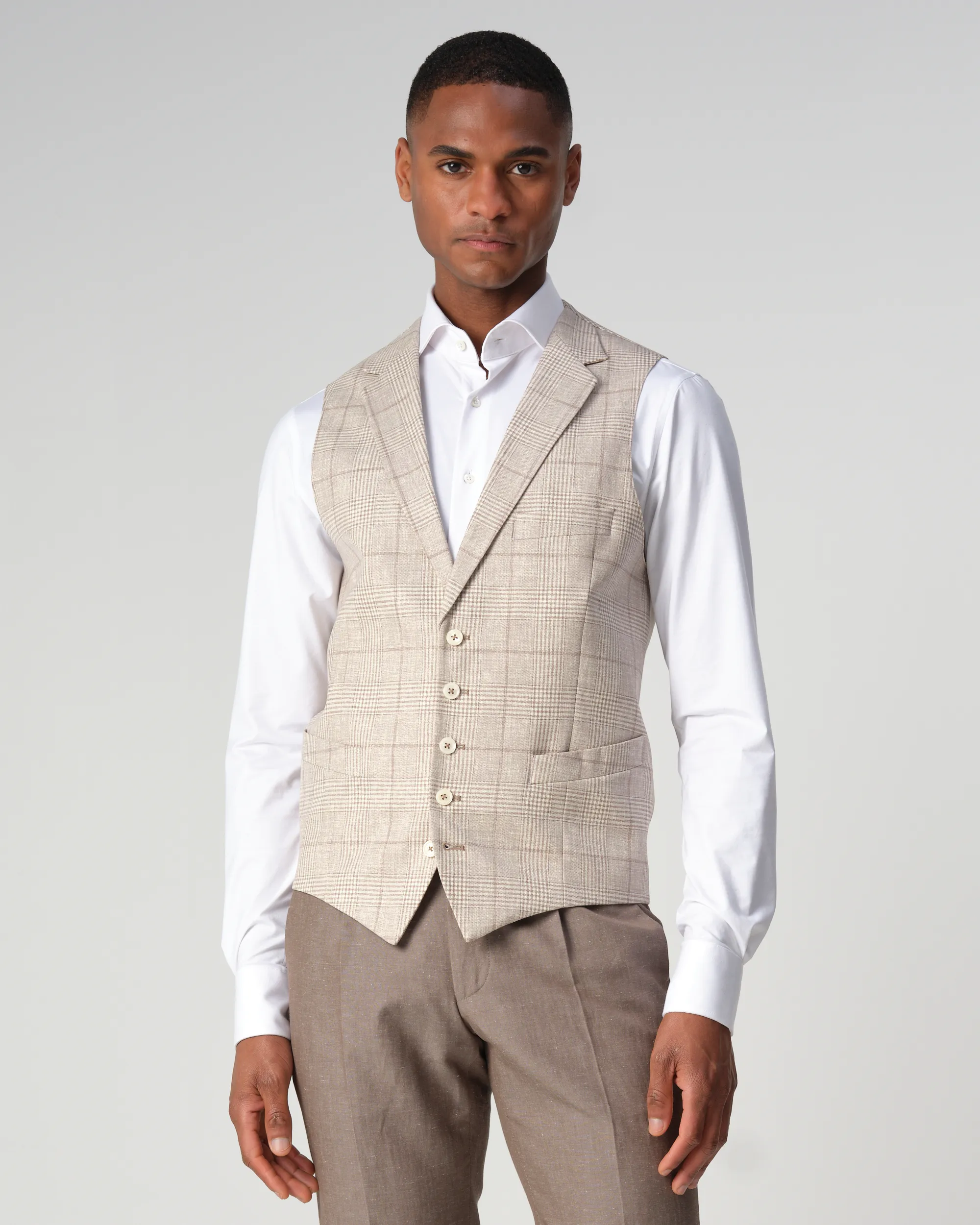 Dutch Dandies Gilet Beige grote ruit 091502-001-46