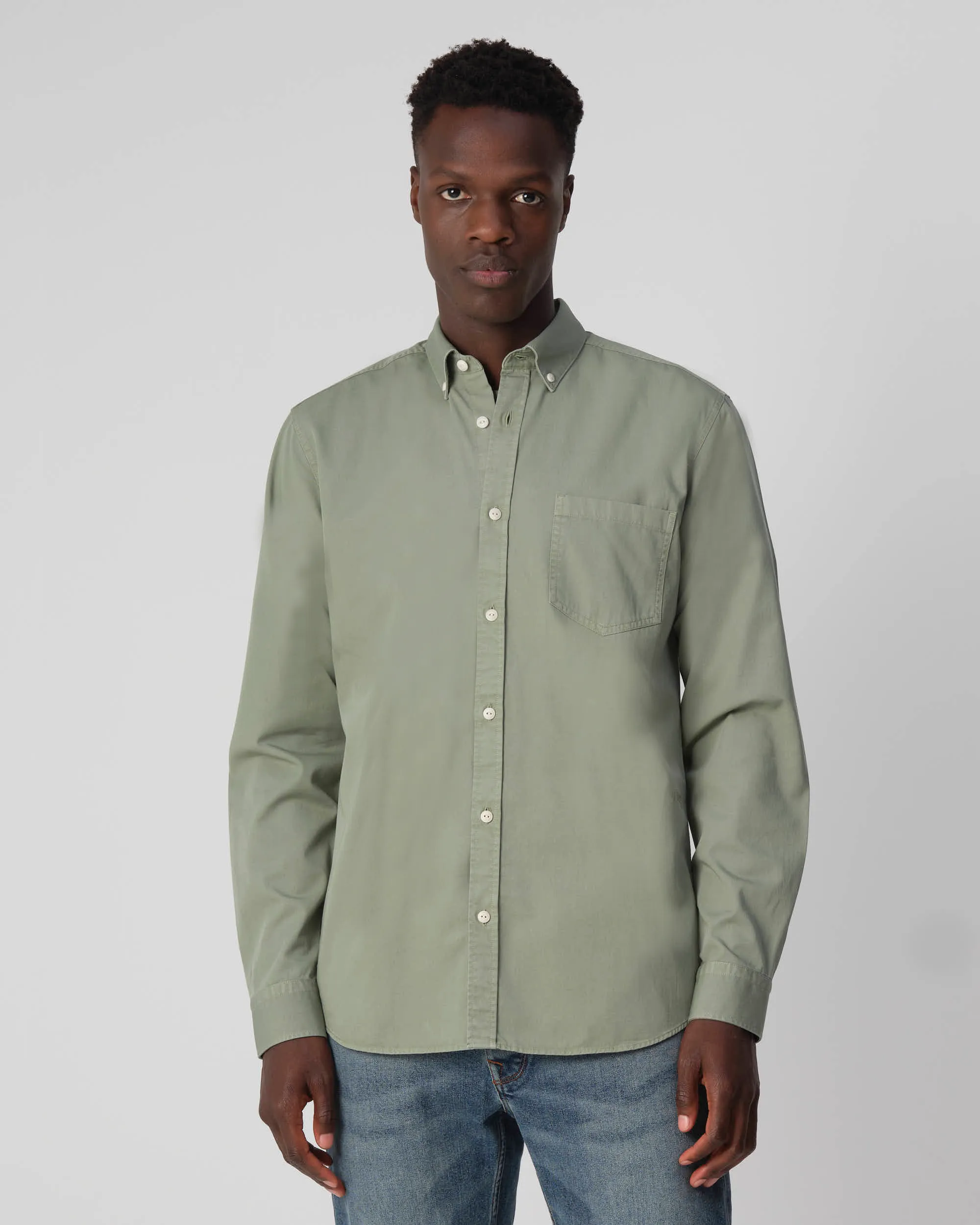 J.C. RAGS Casual Overhemd LM Hedge Green 093568-006-L
