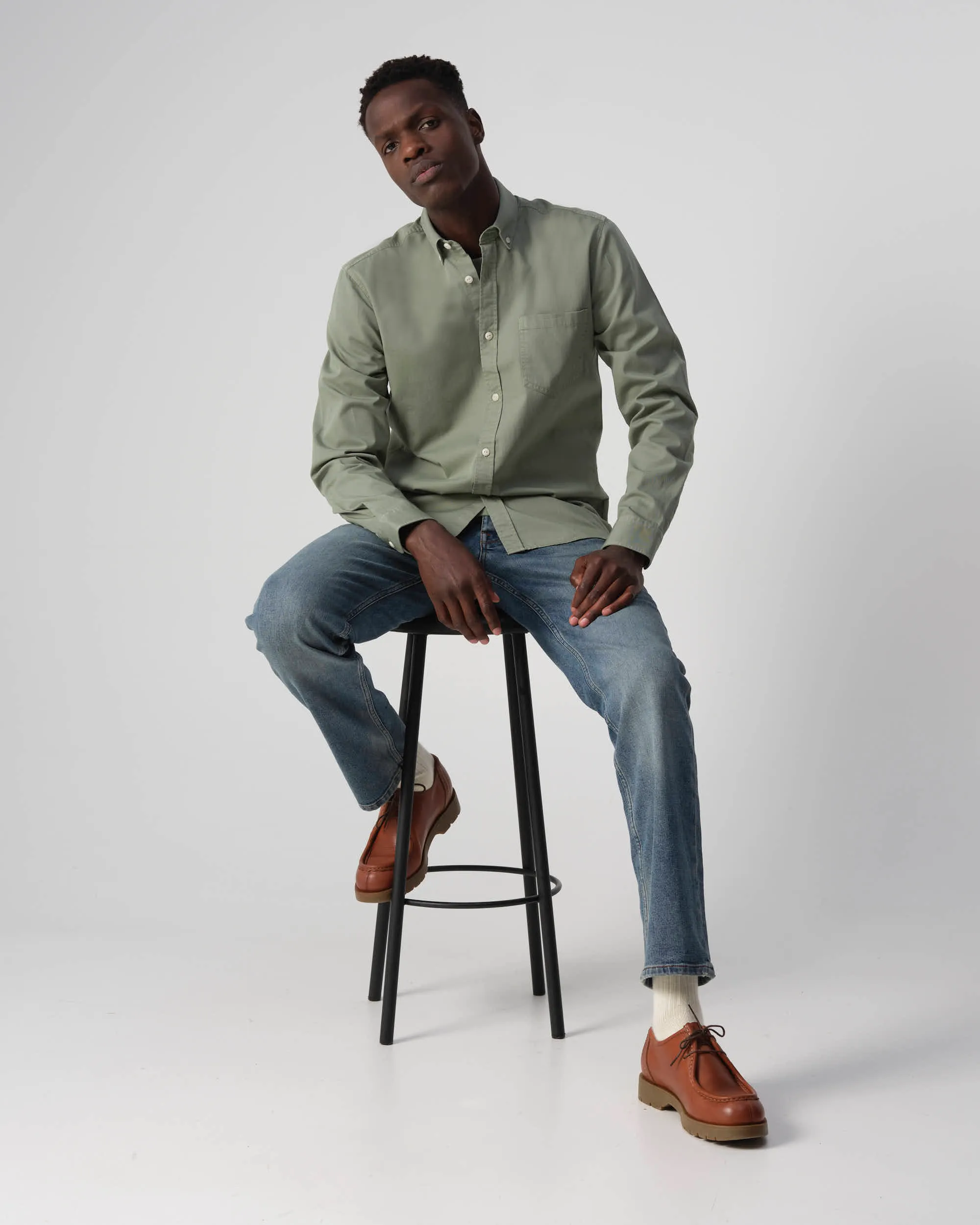 J.C. RAGS Casual Overhemd LM Hedge Green 093568-006-L