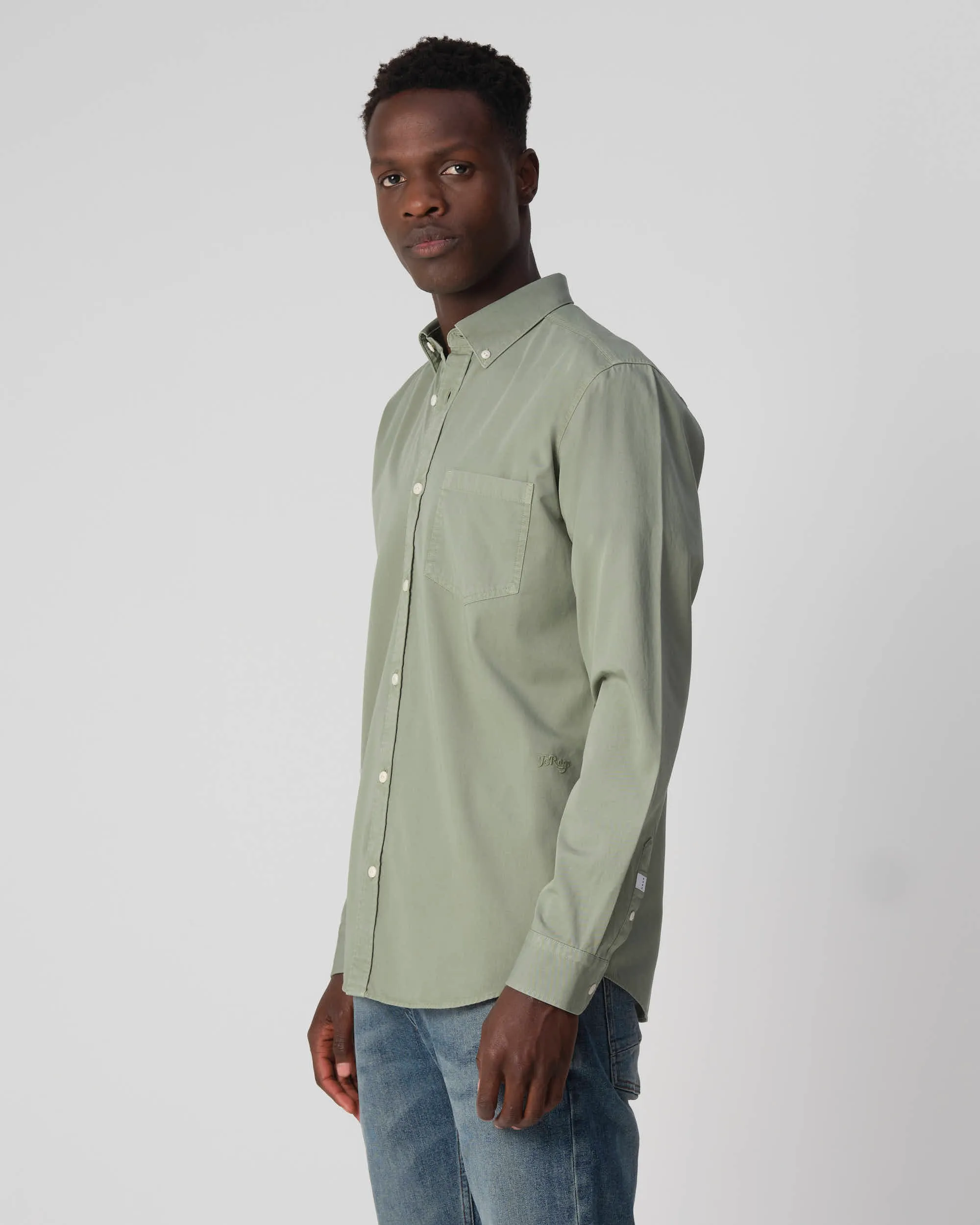 J.C. RAGS Casual Overhemd LM Hedge Green 093568-006-L