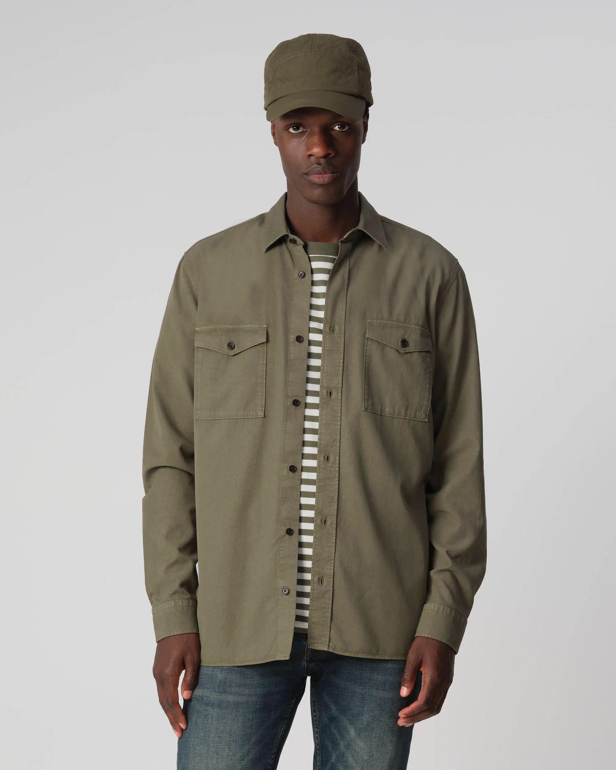 J.C. RAGS Rhiley Casual Overhemd LM Olive Night 093570-002-L