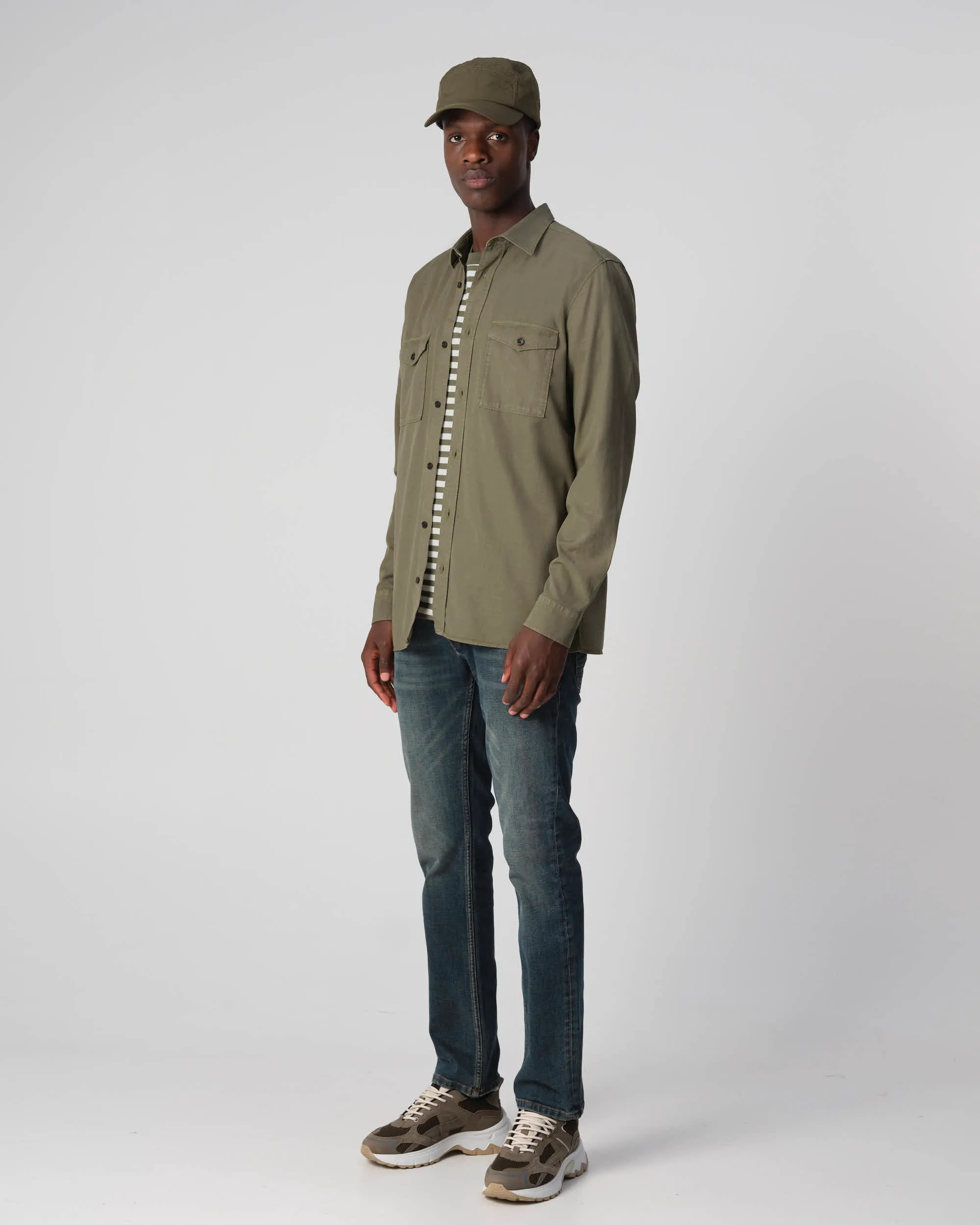 J.C. RAGS Rhiley Casual Overhemd LM Olive Night 093570-002-L