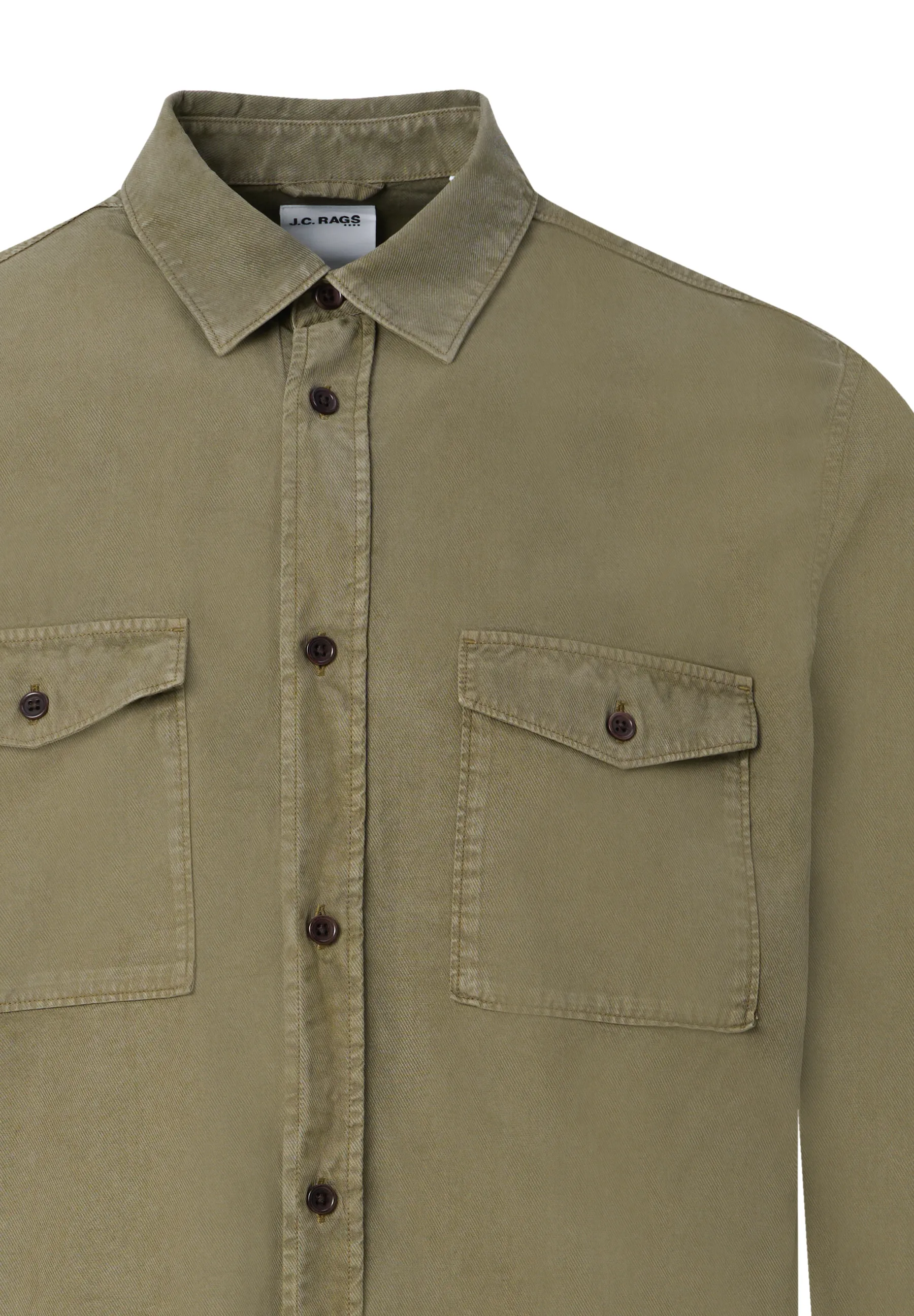 J.C. RAGS Rhiley Casual Overhemd LM Olive Night 093570-002-L