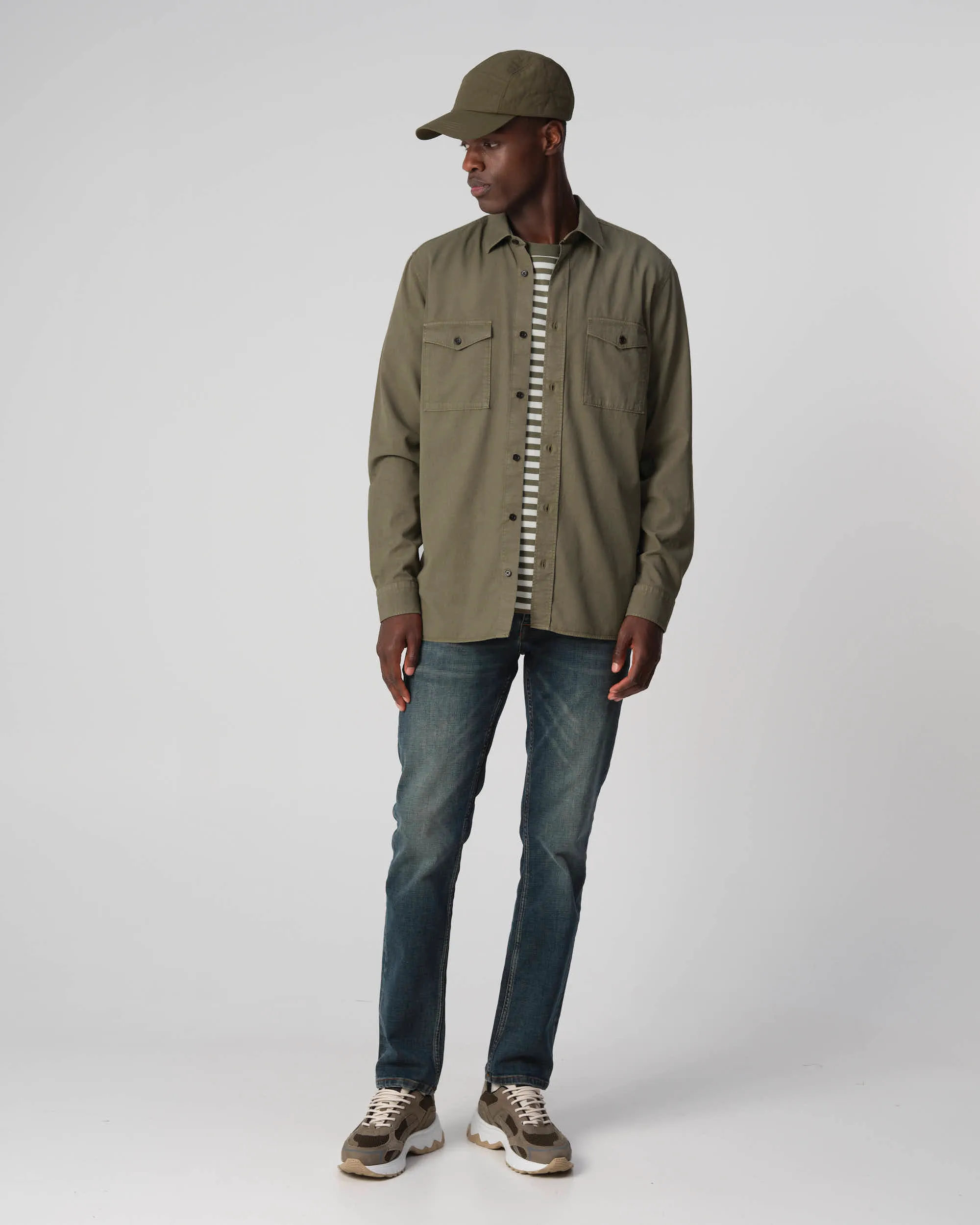 J.C. RAGS Rhiley Casual Overhemd LM Olive Night 093570-002-L