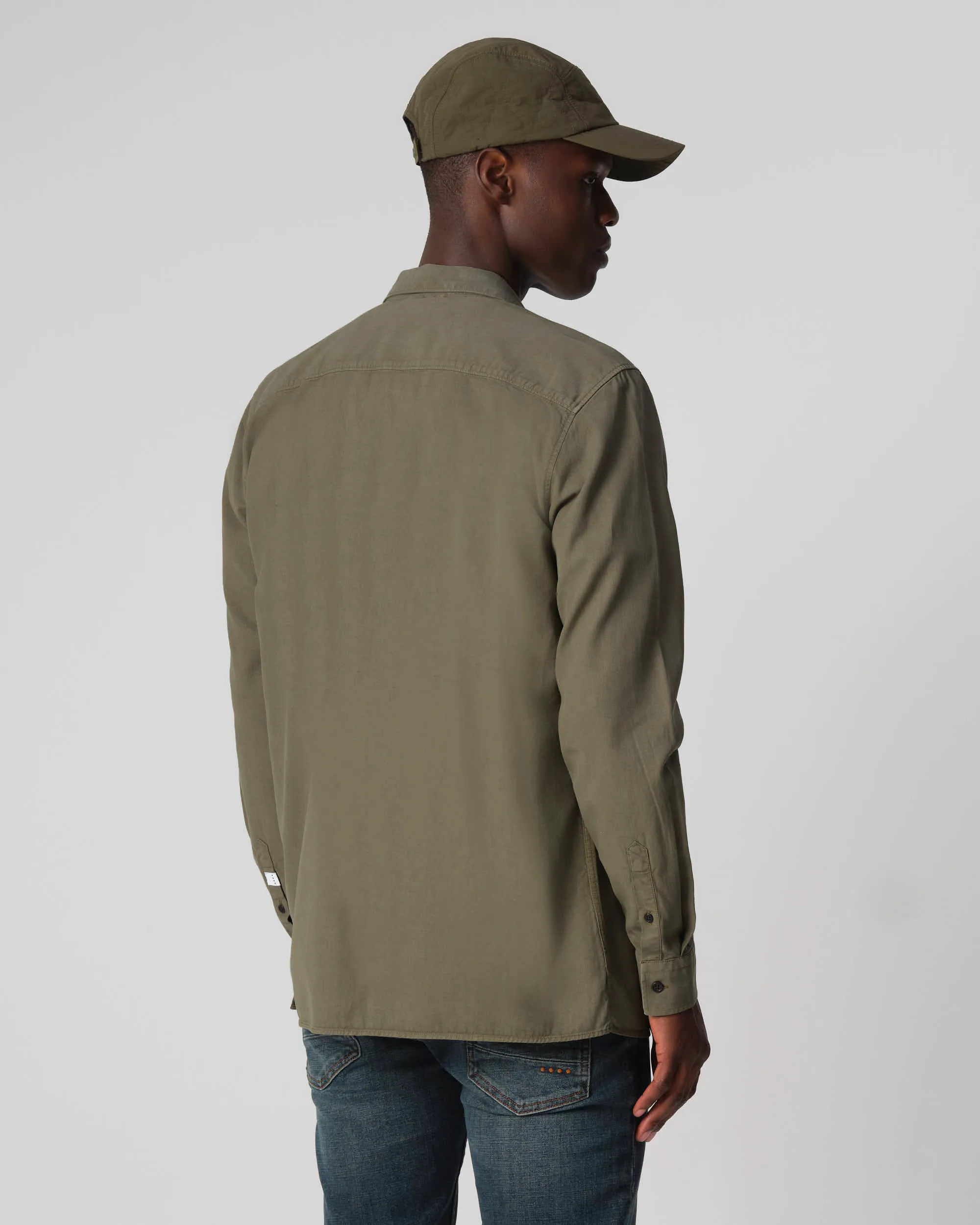 J.C. RAGS Rhiley Casual Overhemd LM Olive Night 093570-002-L